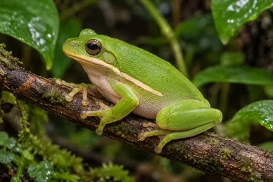 Amerikanischer grüner Laubfrosch auf einem Ast