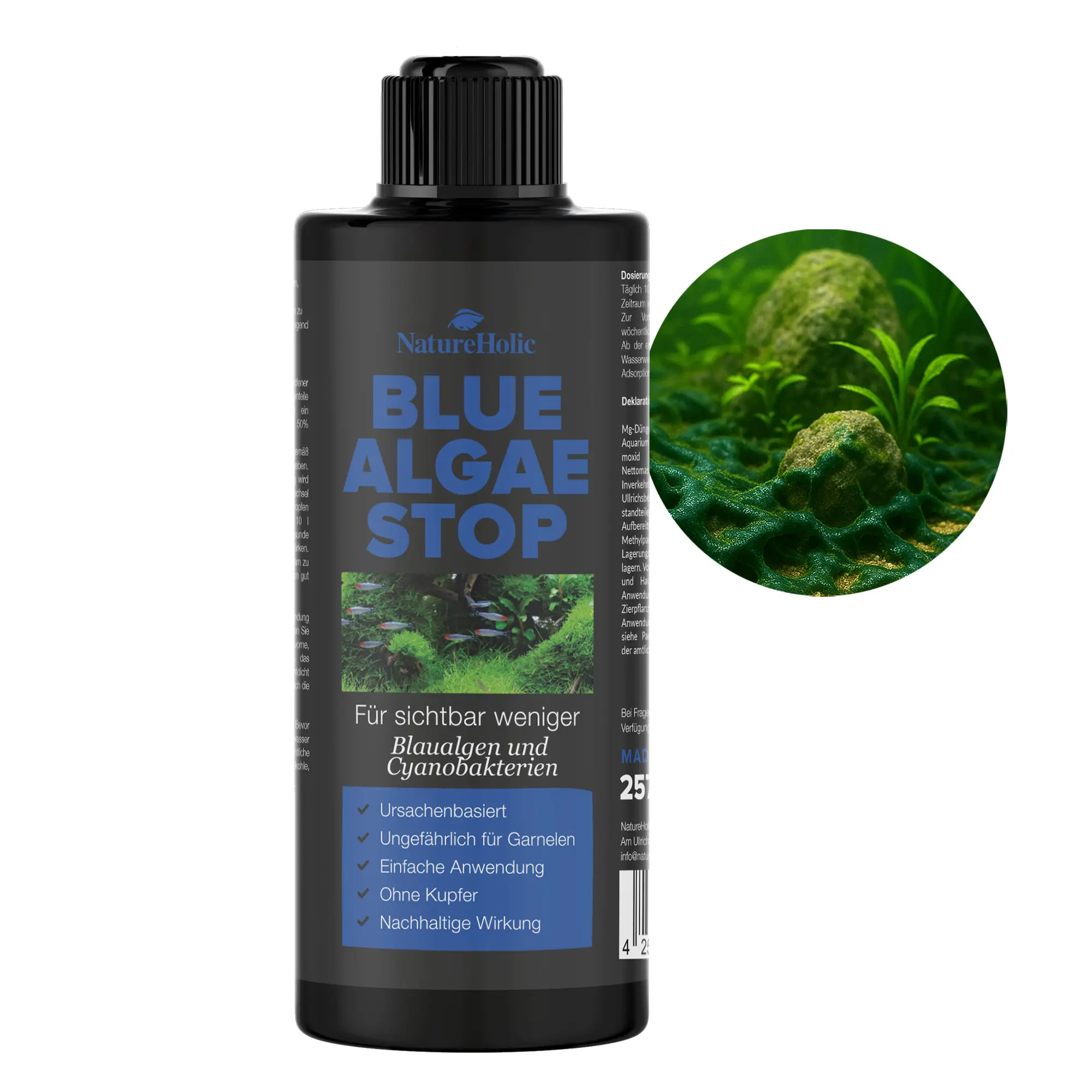 NatureHolic Blue Algae Stop, Blaualgen Entferner, 250 ml