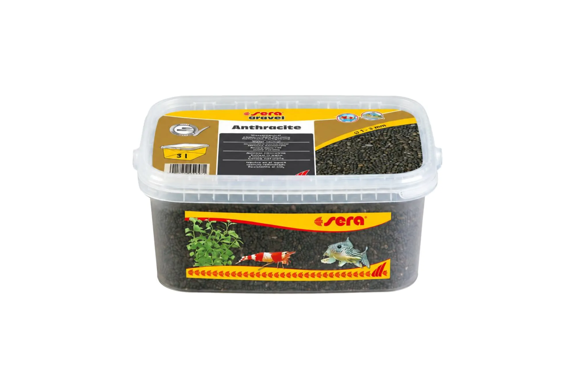 sera Aquarium Gravel Anthracite Coarse Ø 1–3 mm 3 l – KI-generierte Abbildung aus Produktreferenz