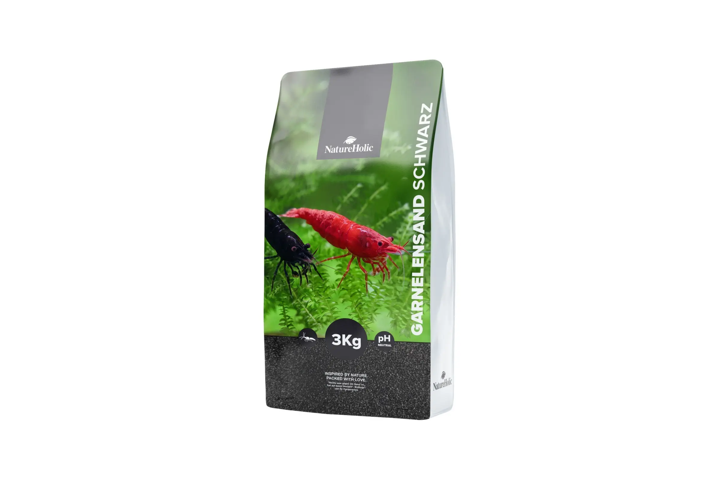 NatureHolic Garnelensand Schwarz – Aquariensand für Garnelen – 3 kg