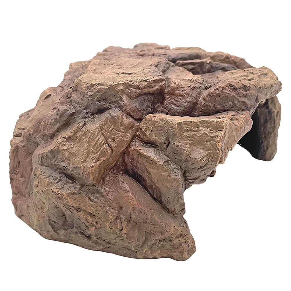 Braune künstliche Felsenhöhle für Terrarien, realistisches Reptil-Versteck mit Eingang und natürlicher Struktur