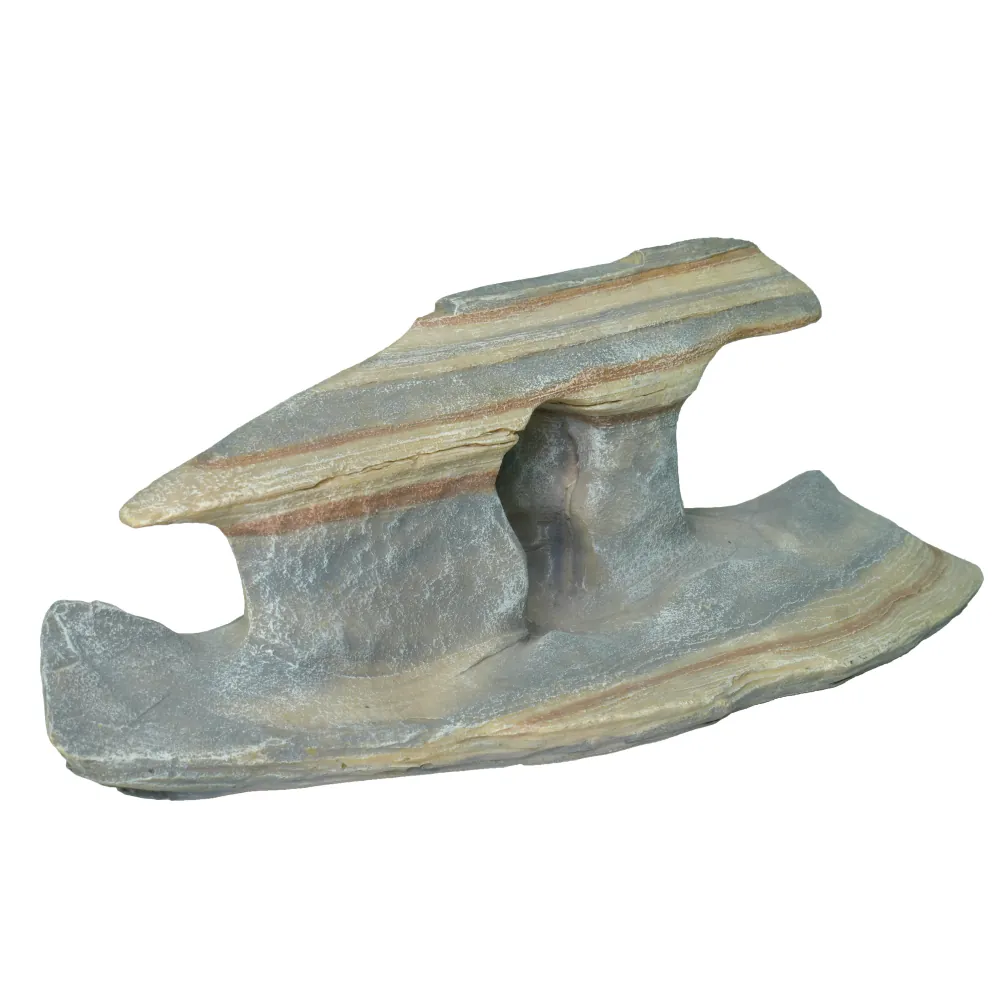Hobby Sunset Rock 1 Deko-Felsen mit rötlich-grauen Schichtlinien, kompakte Höhlen und Durchgänge (22,5 × 9,5 × 8 cm) – Dekoration und Versteck für Reptilien, Amphibien, Fische und Wirbellose