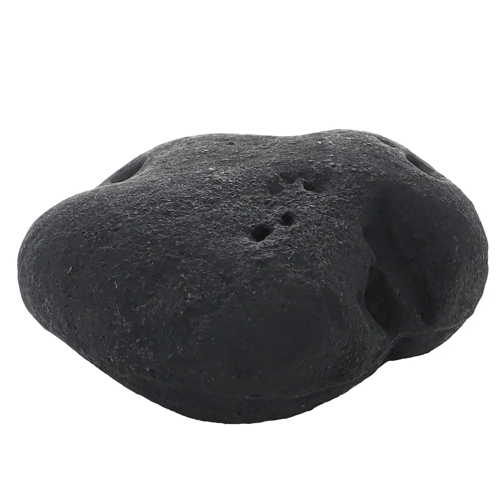 Hobby River Rock 2, 15 × 13 × 7 cm – dunkel gerundeter Deko-Flussstein mit natürlicher, vom Wasser geschliffener Form für Aquarium, Paludarium, Terrarium; wasserneutrales, robustes Dekoelement