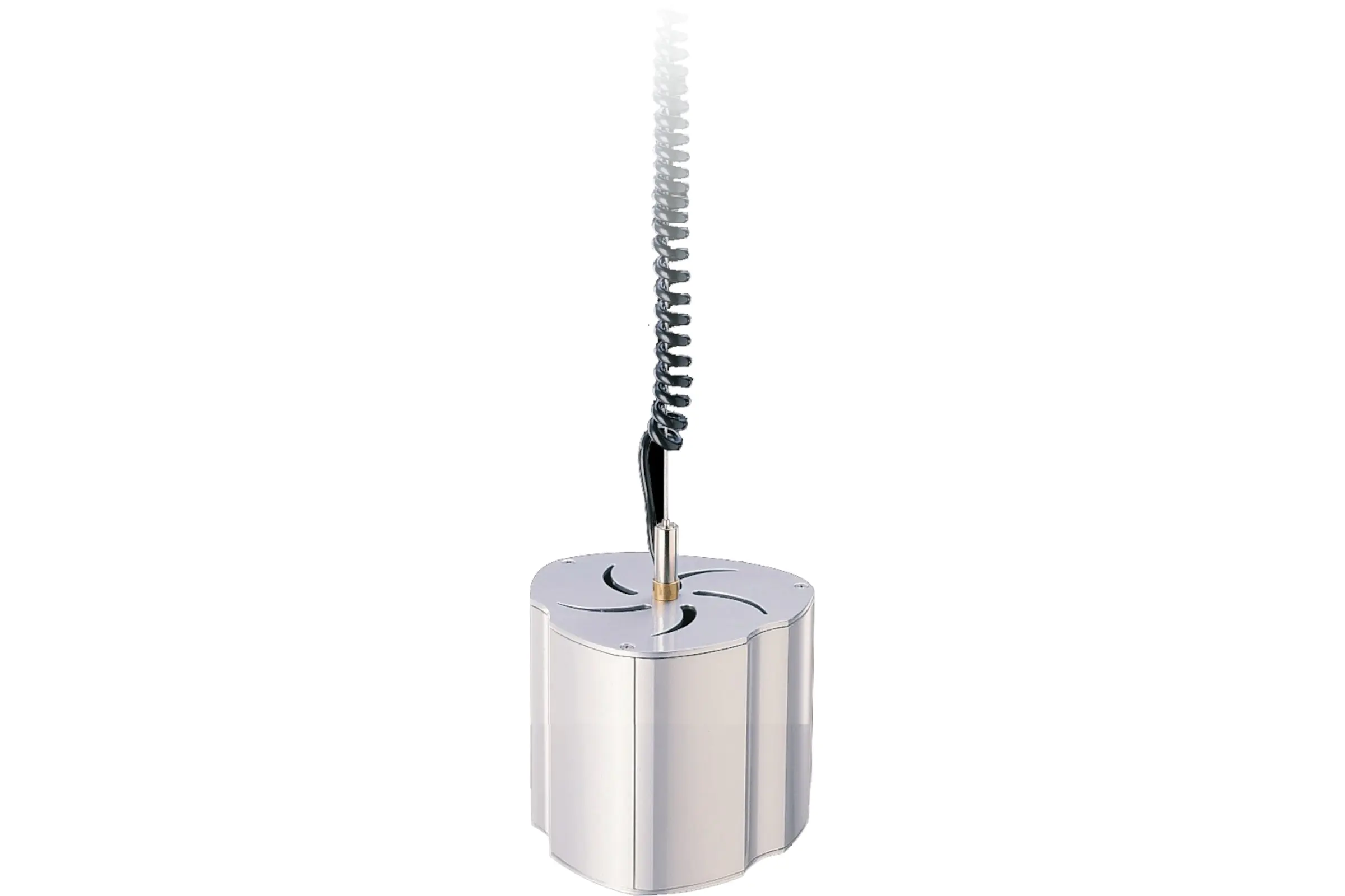 Silberne Deckenbefestigung mit Spiralkabel