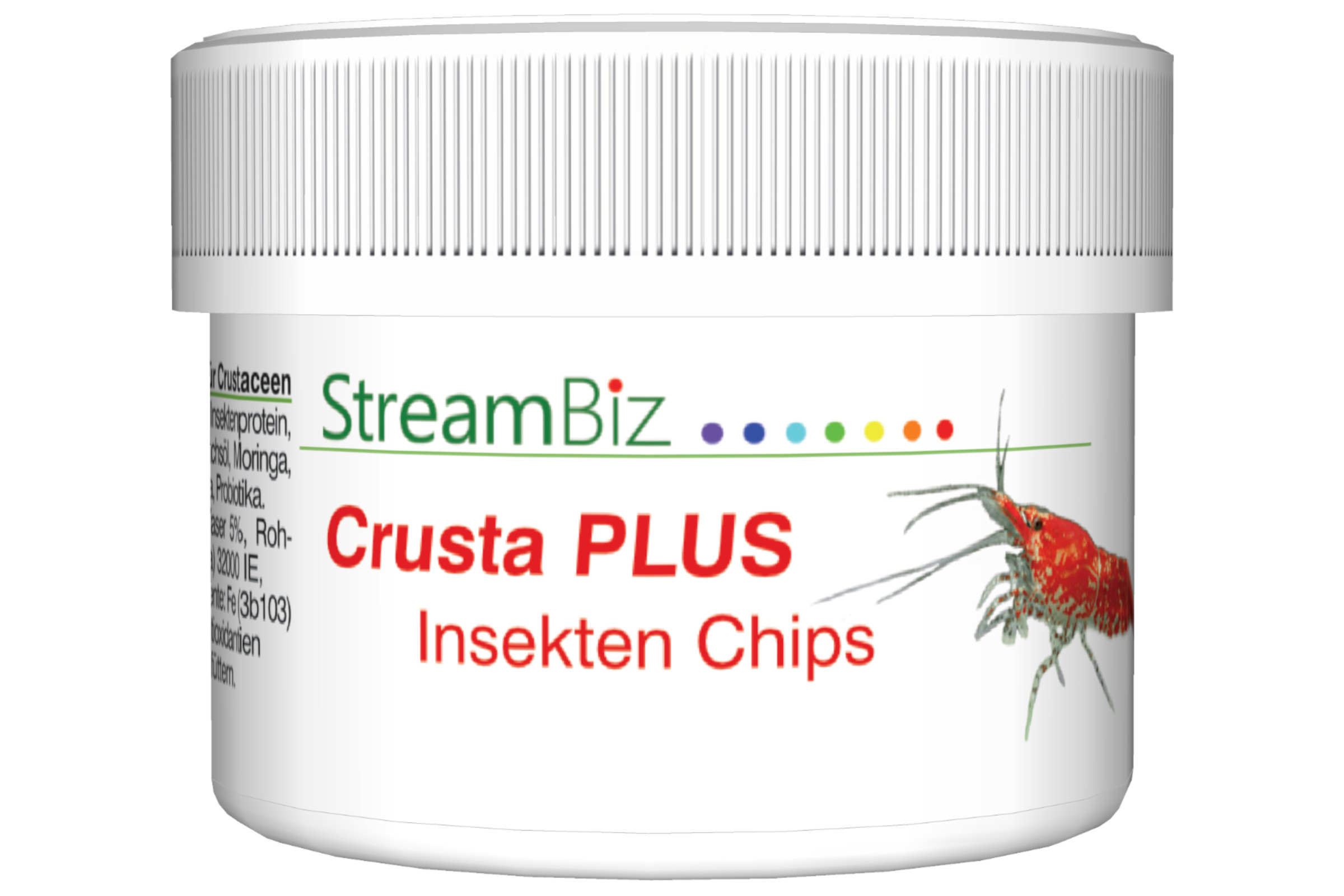 Produktbild einer weißen Dose BAM Garnelenpudding Feuchtfutter für Wirbellose, 40 g, Hersteller StreamBiz; Premium-Paste für Zwerggarnelen zur Förderung von Farbe, Wachstum und Darmfunktion
