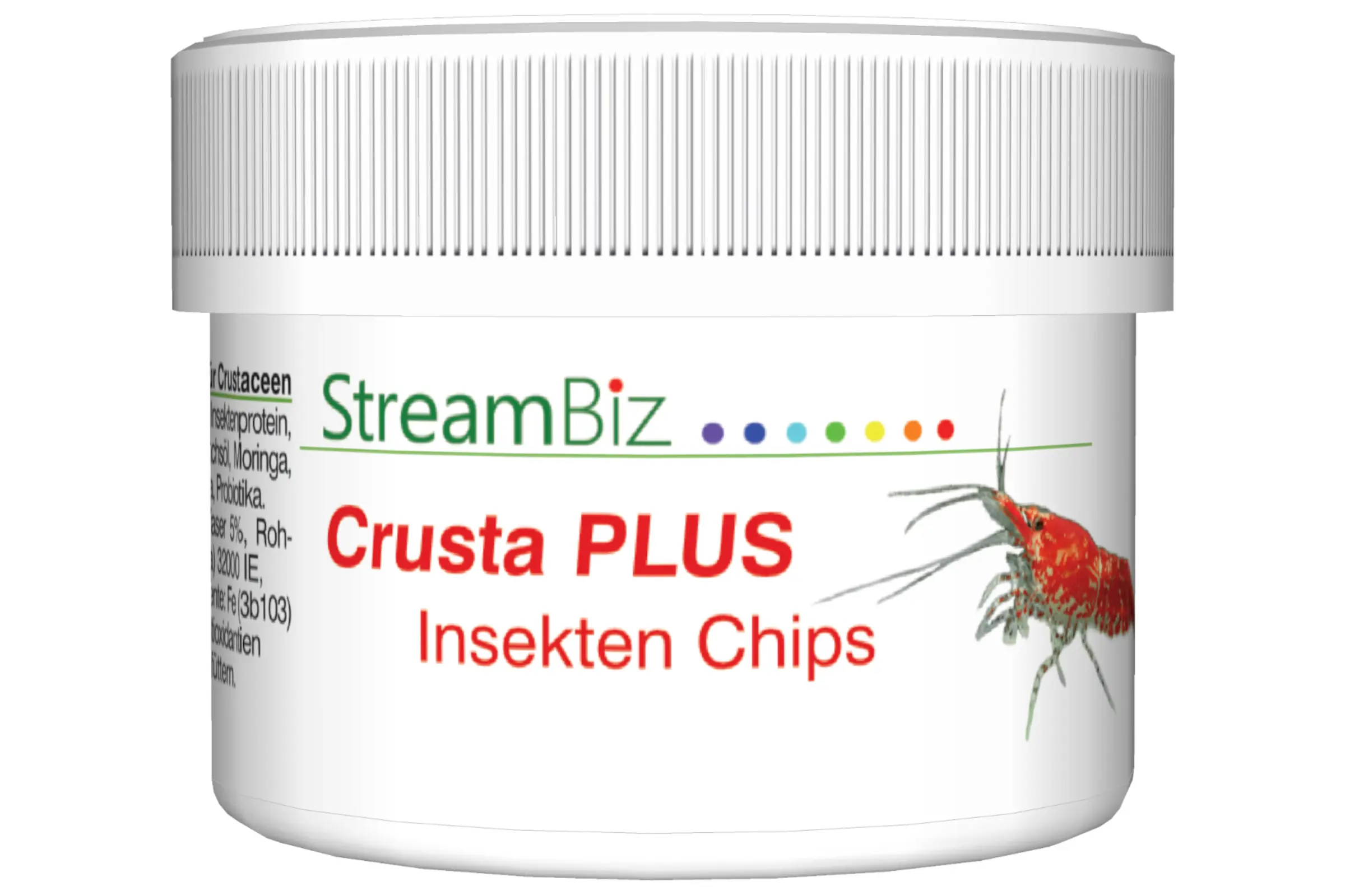 Produktbild einer weißen Dose BAM Garnelenpudding Feuchtfutter für Wirbellose, 40 g, Hersteller StreamBiz; Premium-Paste für Zwerggarnelen zur Förderung von Farbe, Wachstum und Darmfunktion