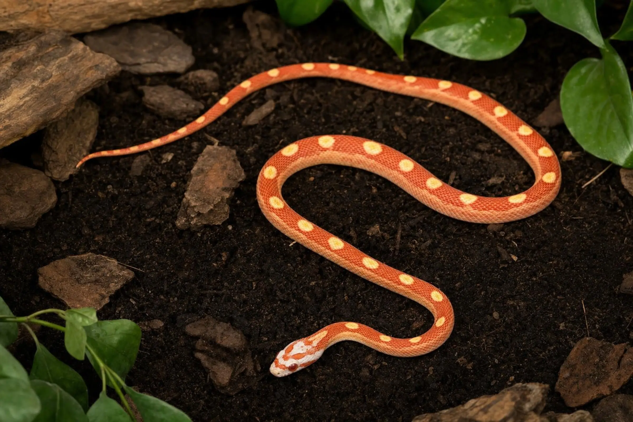 Albino-Motley-Kornnatter, Pantherophis guttatus