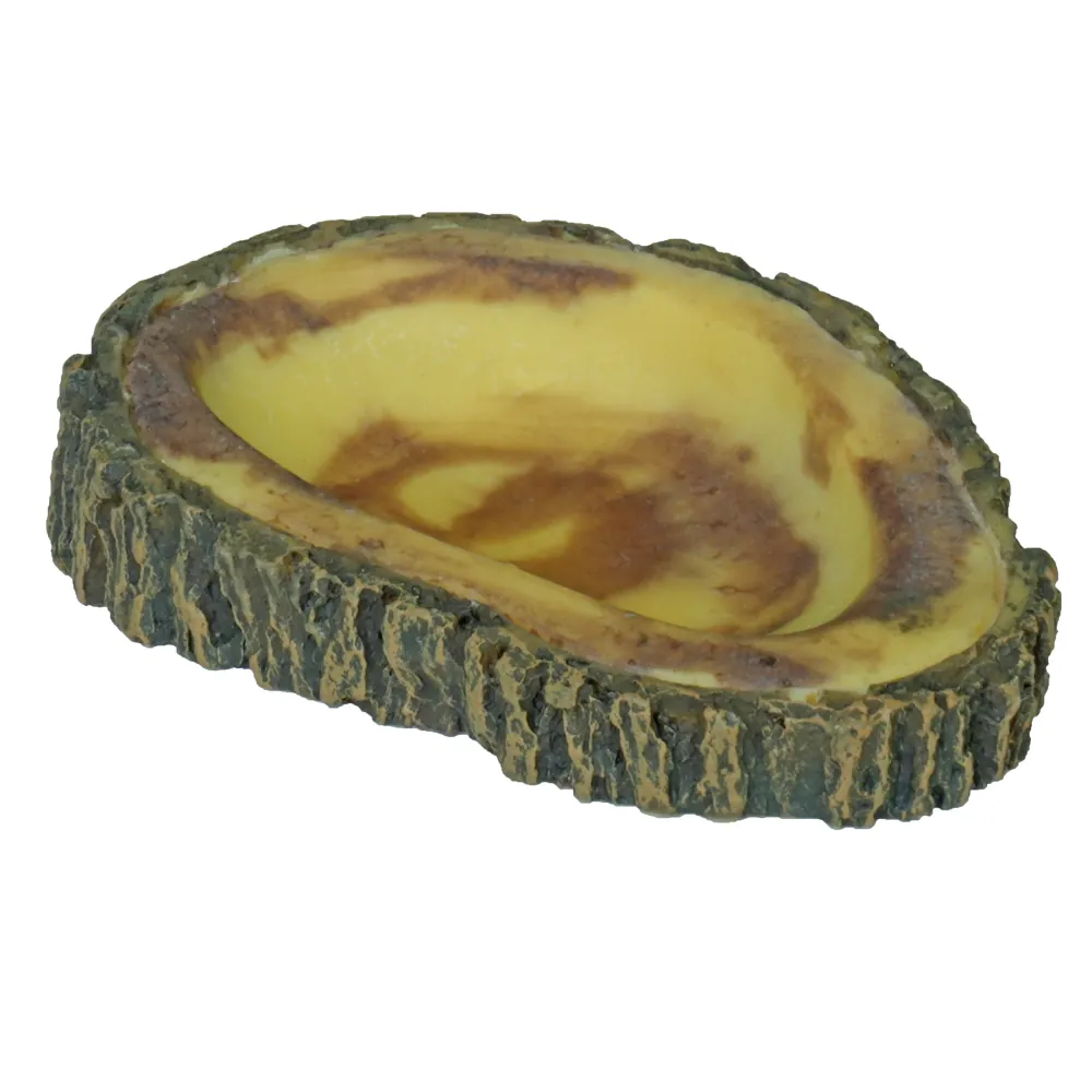 Hobby Bark Bowl 1 Terrarien-Napf in Baumrindenoptik mit glatter Innenschale, Futter- und Trinkschale für Reptilien, Amphibien und Wirbellose, 8,5×6×1,5 cm