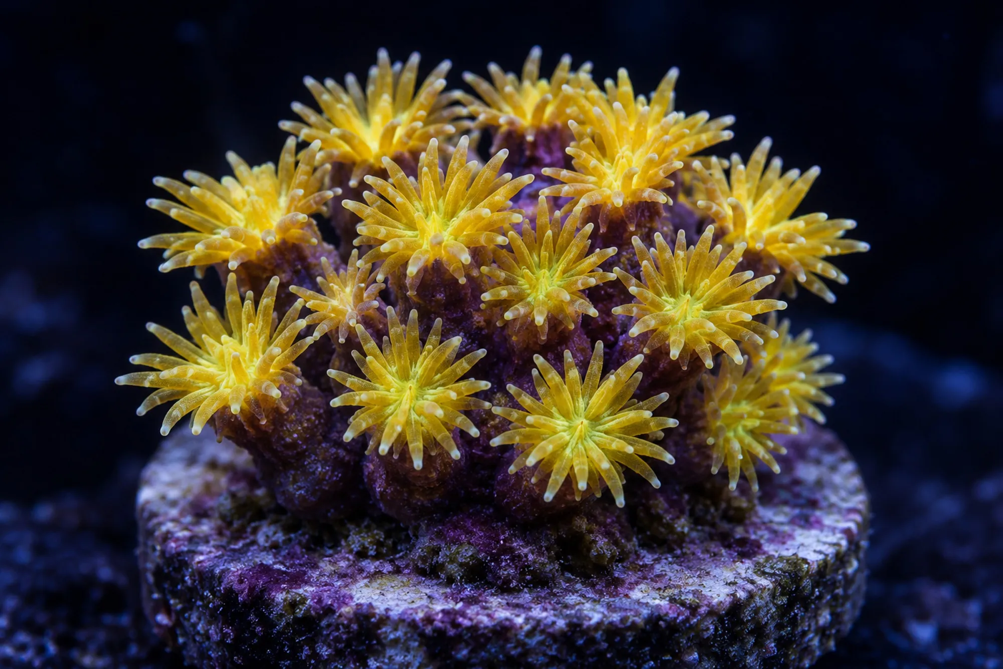 Kristallkoralle „Gold“ (Nachzucht), Galaxea fascicularis, Größe S–M