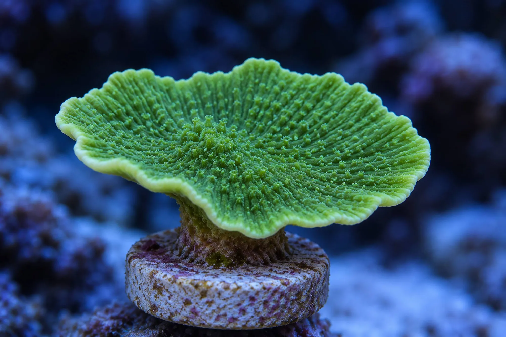 Plattenkoralle „Grün“ (Nachzucht), Montipora foliosa, Größe S–M
