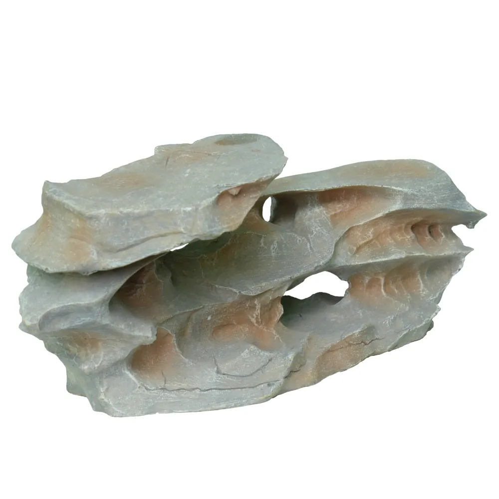 Hobby Sunset Rock 3 Deko-Felsen in rötlich-grauer Canyon-Optik, 23 × 12 × 9,5 cm – dekorativer Aquarium- und Terrariumstein mit Verstecken, Durchgängen und erhöhten Liegeflächen, farbecht und leicht zu reinigen