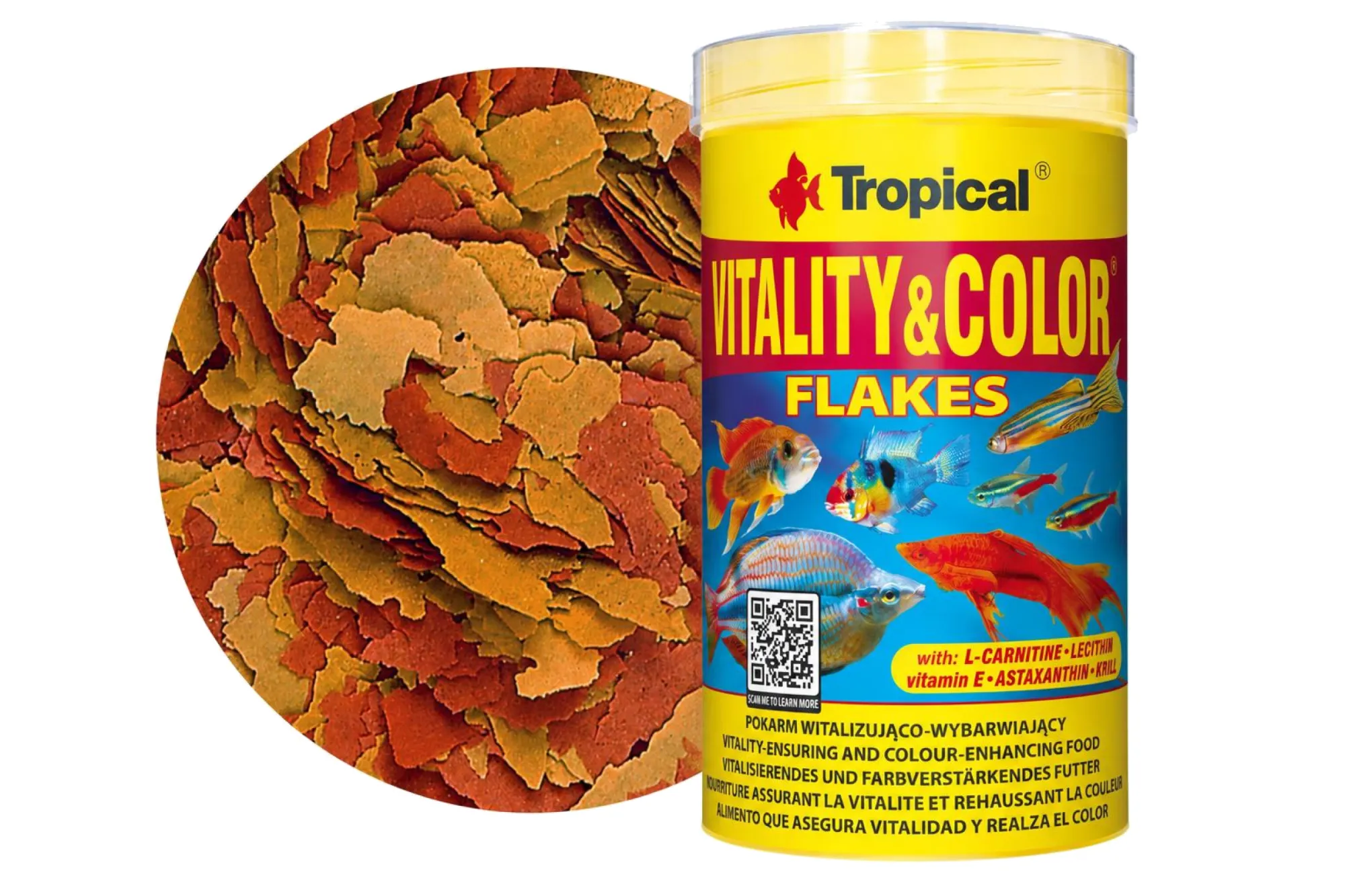 Tropical Vitality & Color Flakes 500 ml – KI-generierte Abbildung aus Produktreferenz