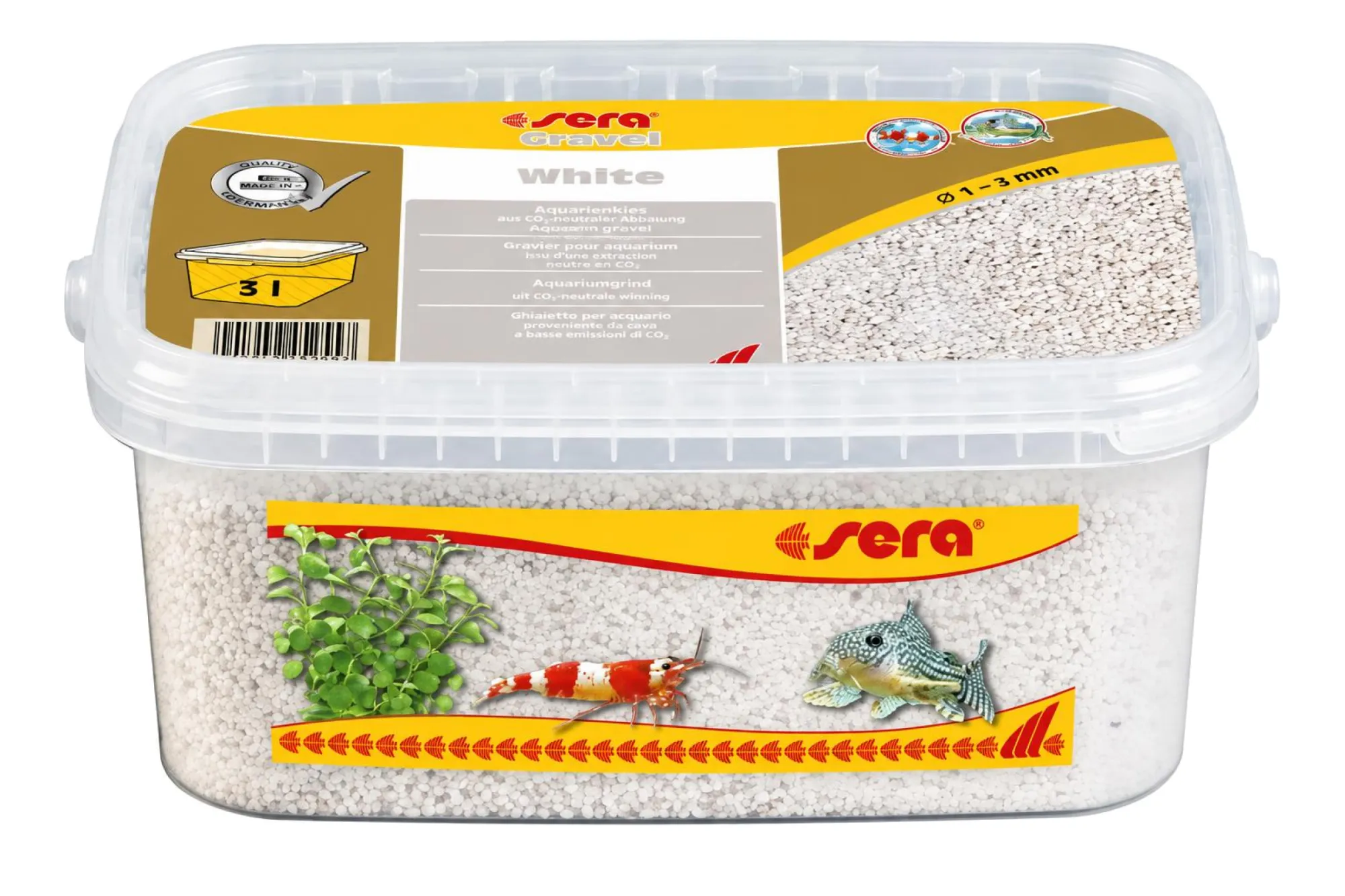 Sera Aquarium Gravel White Coarse Kies 1–3 mm, 3 l – KI-generierte Abbildung aus Produktreferenz