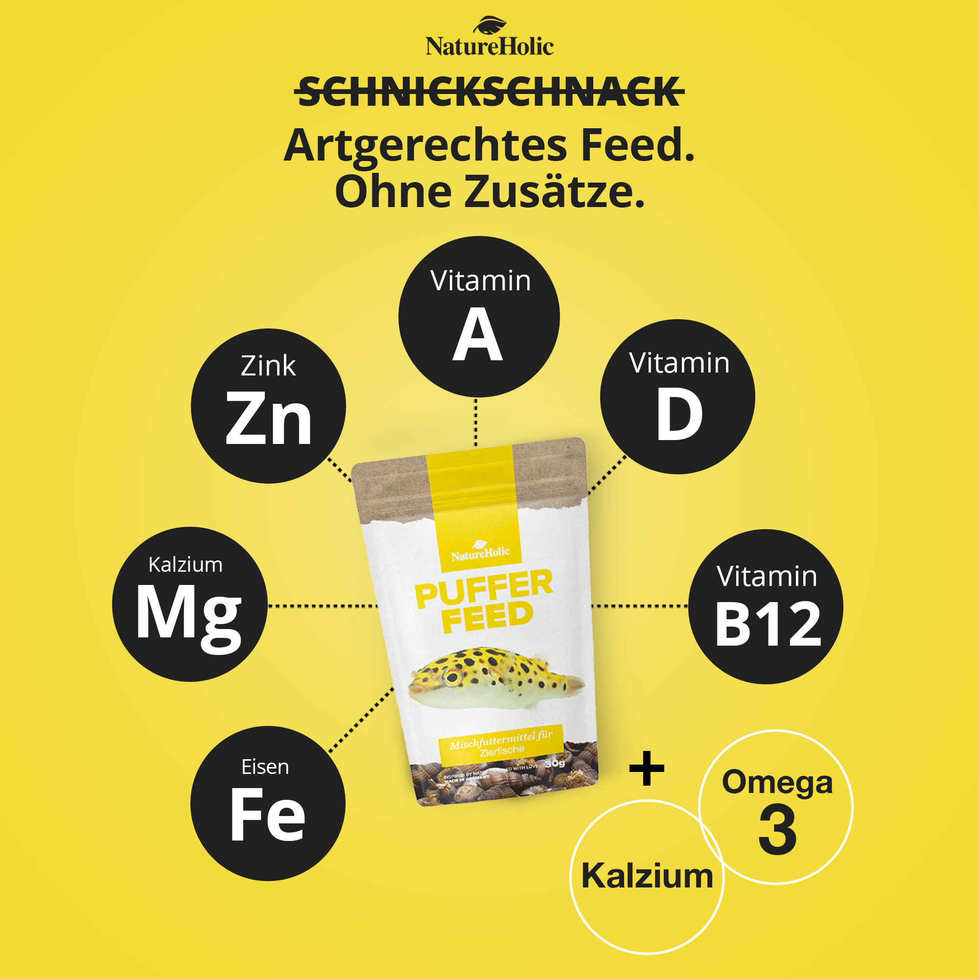 Puffer Feed Tüte mit Vitaminen und Mineralstoffen