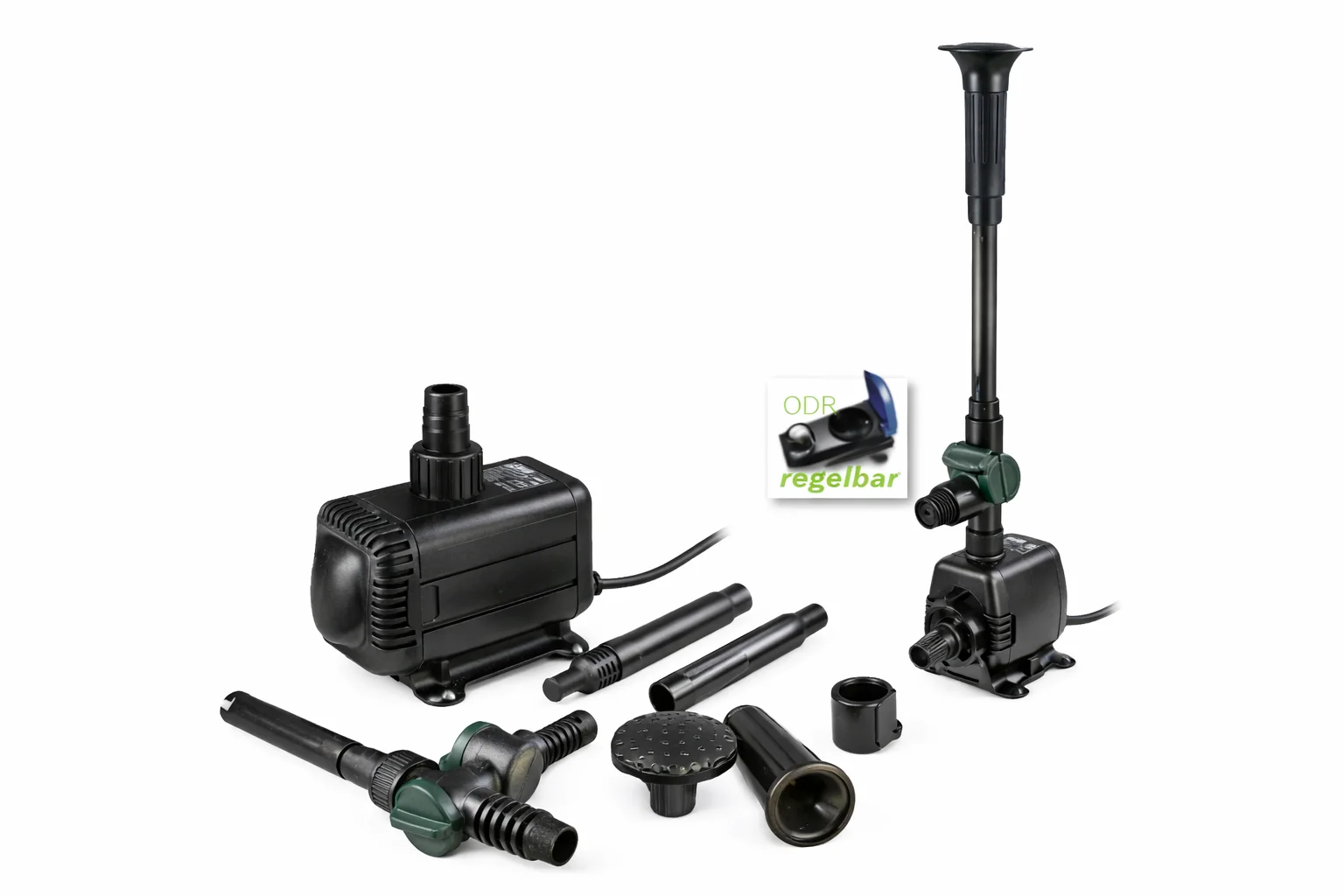 Hailea HX-88 Teich- und Brunnenpumpe mit mehreren Düsen, einstellbarem Fontänenaufsatz und Anschlusszubehör, geeignet für Springbrunnen, Wasserfälle und Teichfilterbetrieb