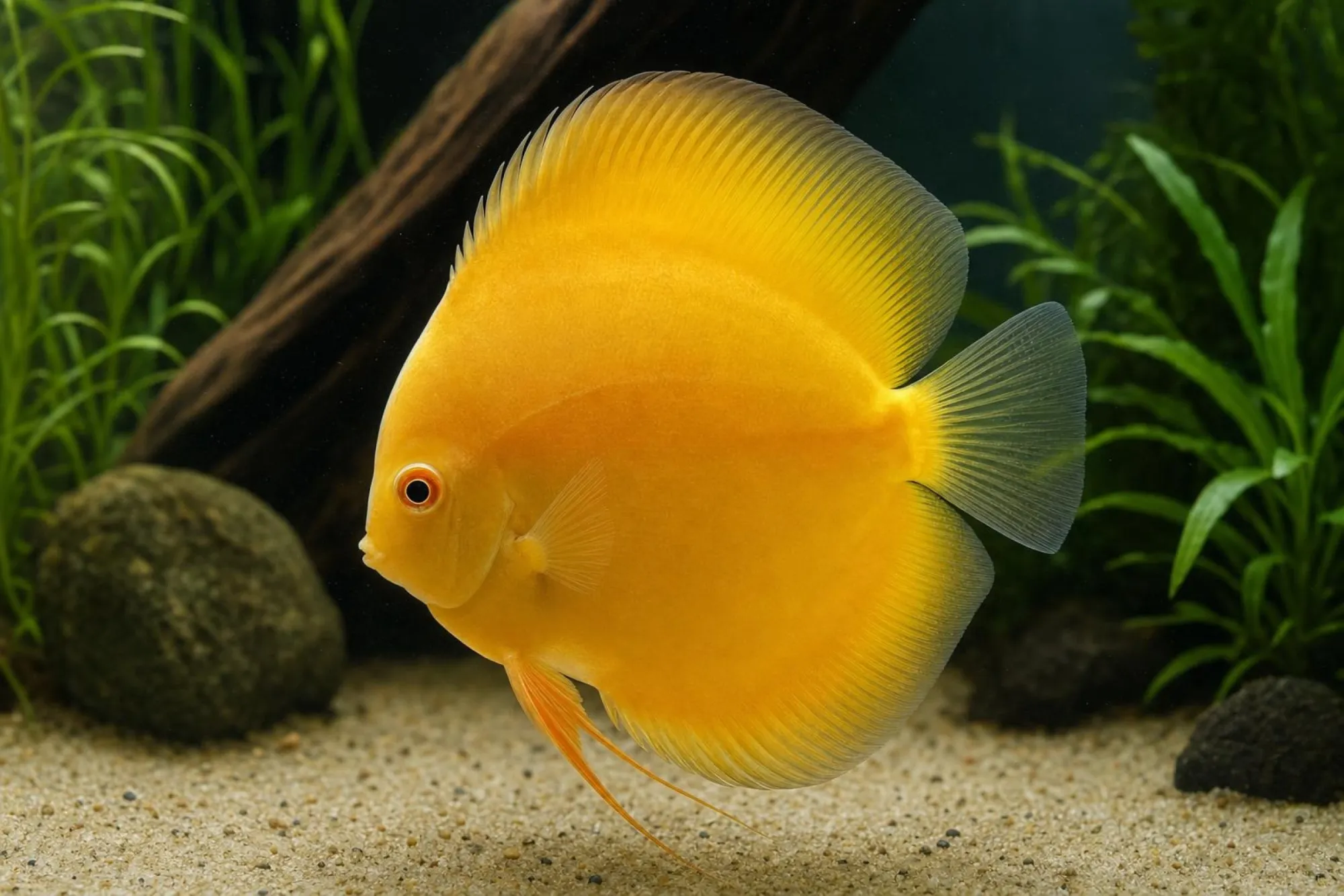 Diskusfisch „Golden Melon“, Symphysodon discus, ca. 7,0 cm