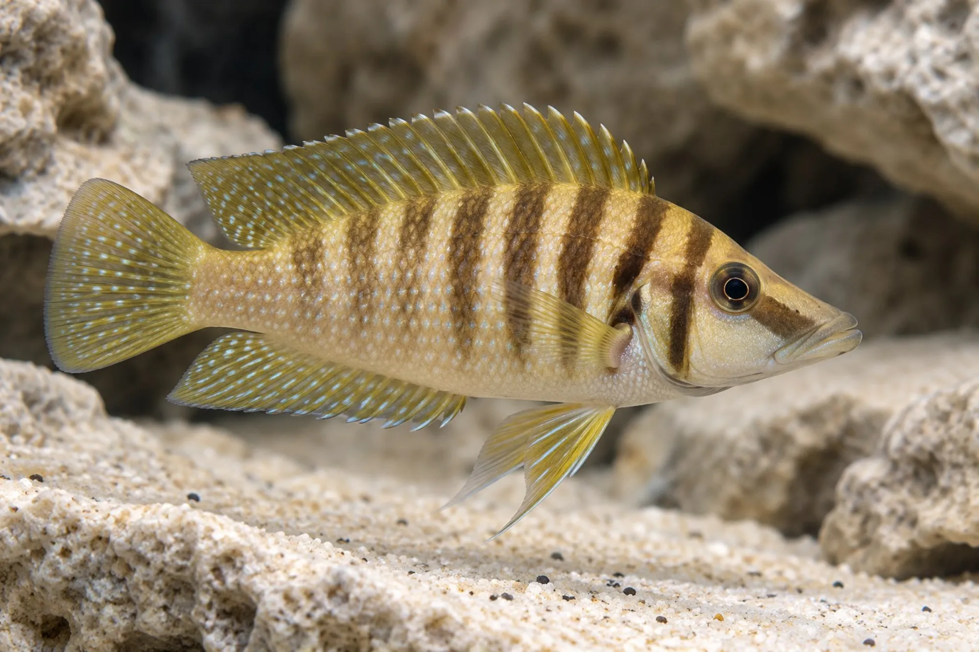Goldener Perlhuhnbuntbarsch, Altolamprologus calvus