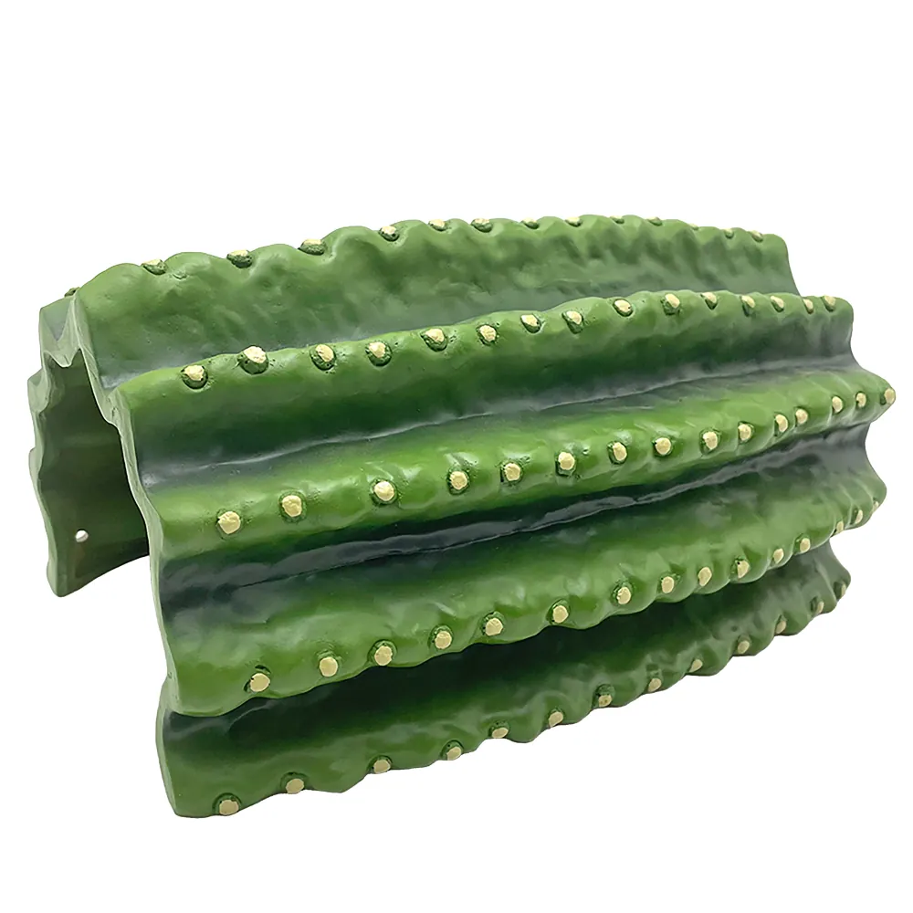 Hobby Cactus Tube 3: grüne Kaktusröhre als Versteck, Durchgang und Kletterhilfe für Terrarien (24,5 x 16 x 12 cm), offen an beiden Enden, realistische Säulenkaktus-Optik