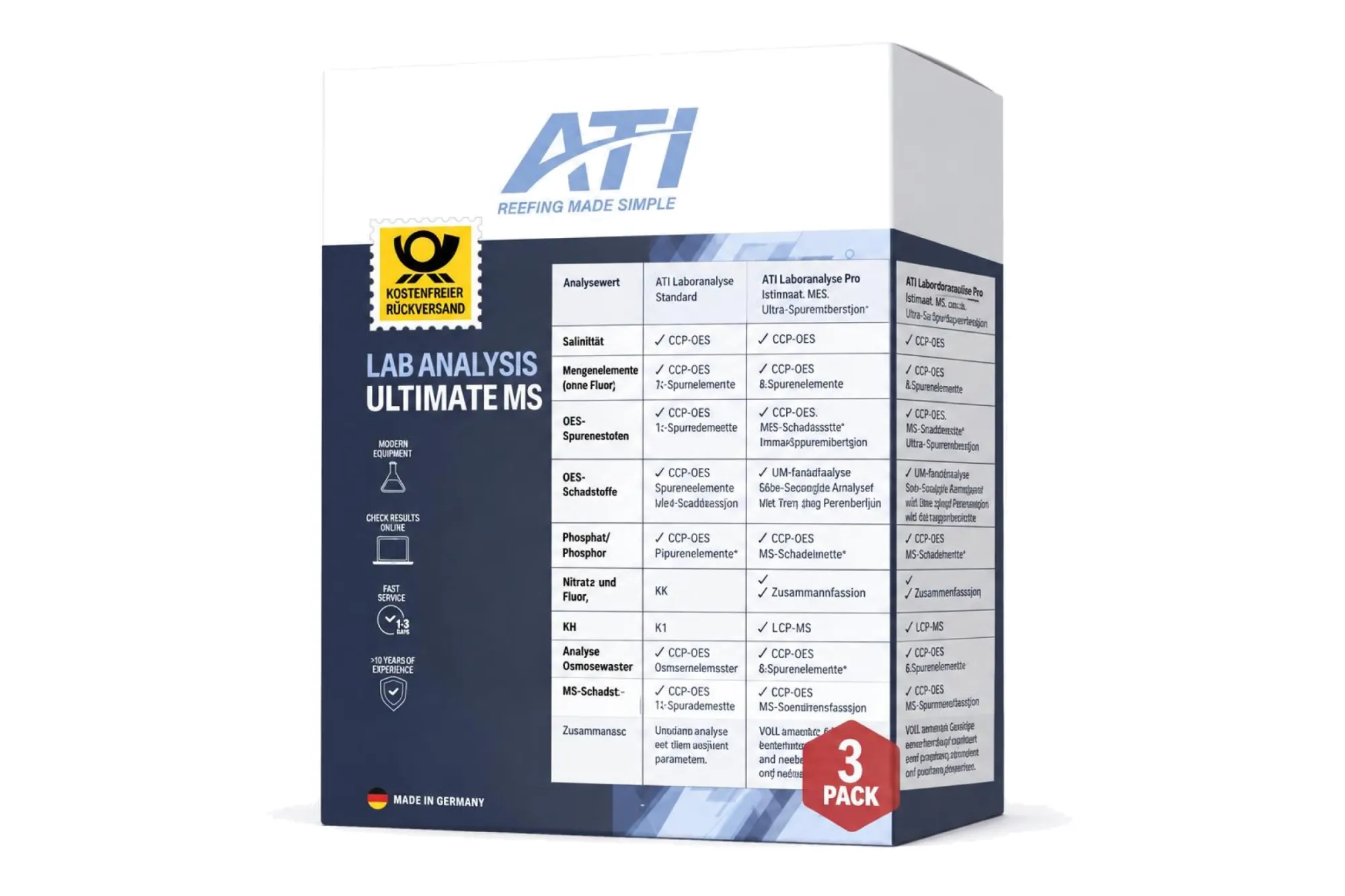 ATI ICP Laboranalyse Ultimate MS 3er-Pack inkl. Rückversand DE – KI-generierte Abbildung aus Produktreferenz