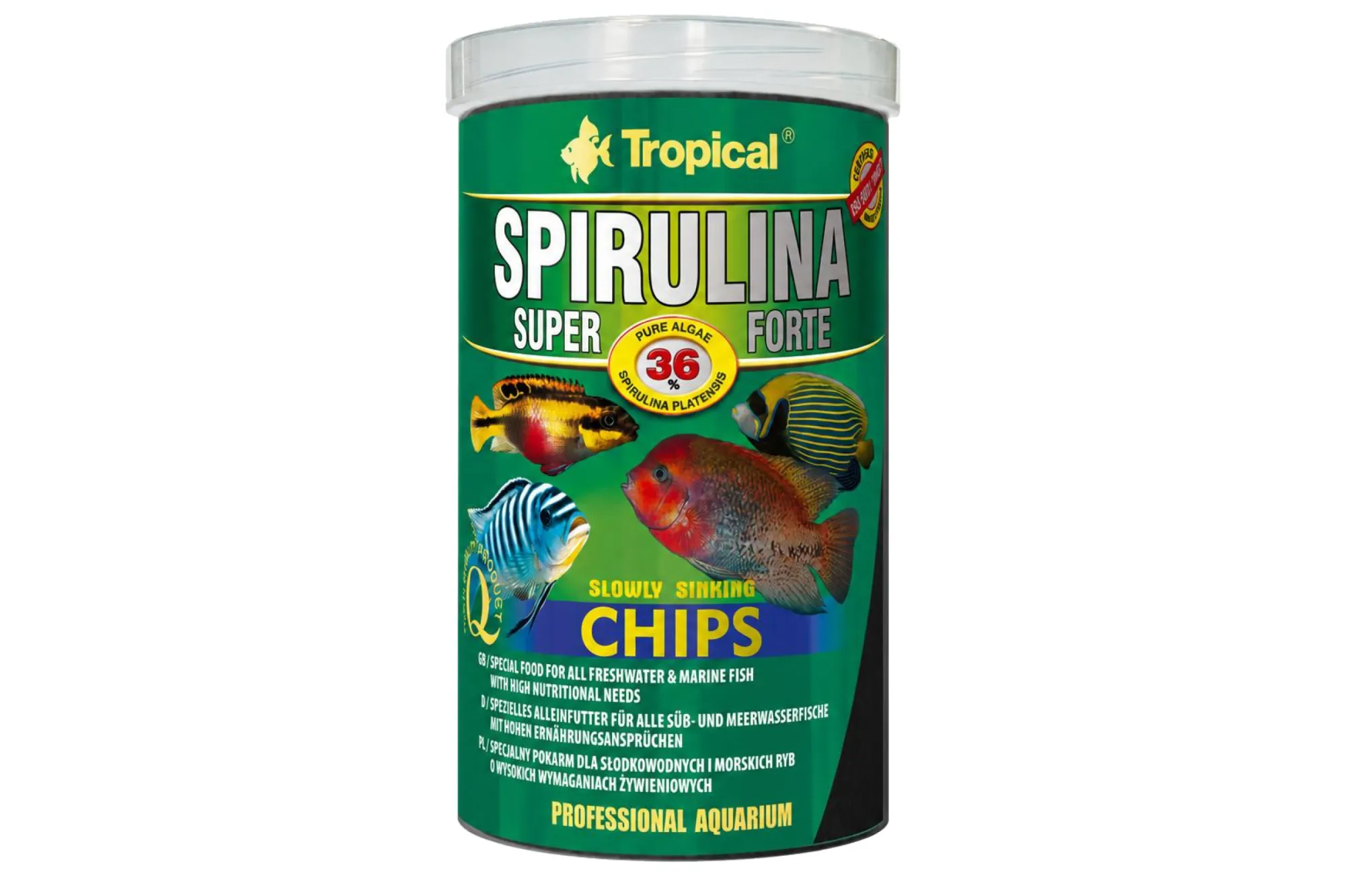Tropical Super Spirulina Forte Chips 100 ml – KI-generierte Abbildung aus Produktreferenz