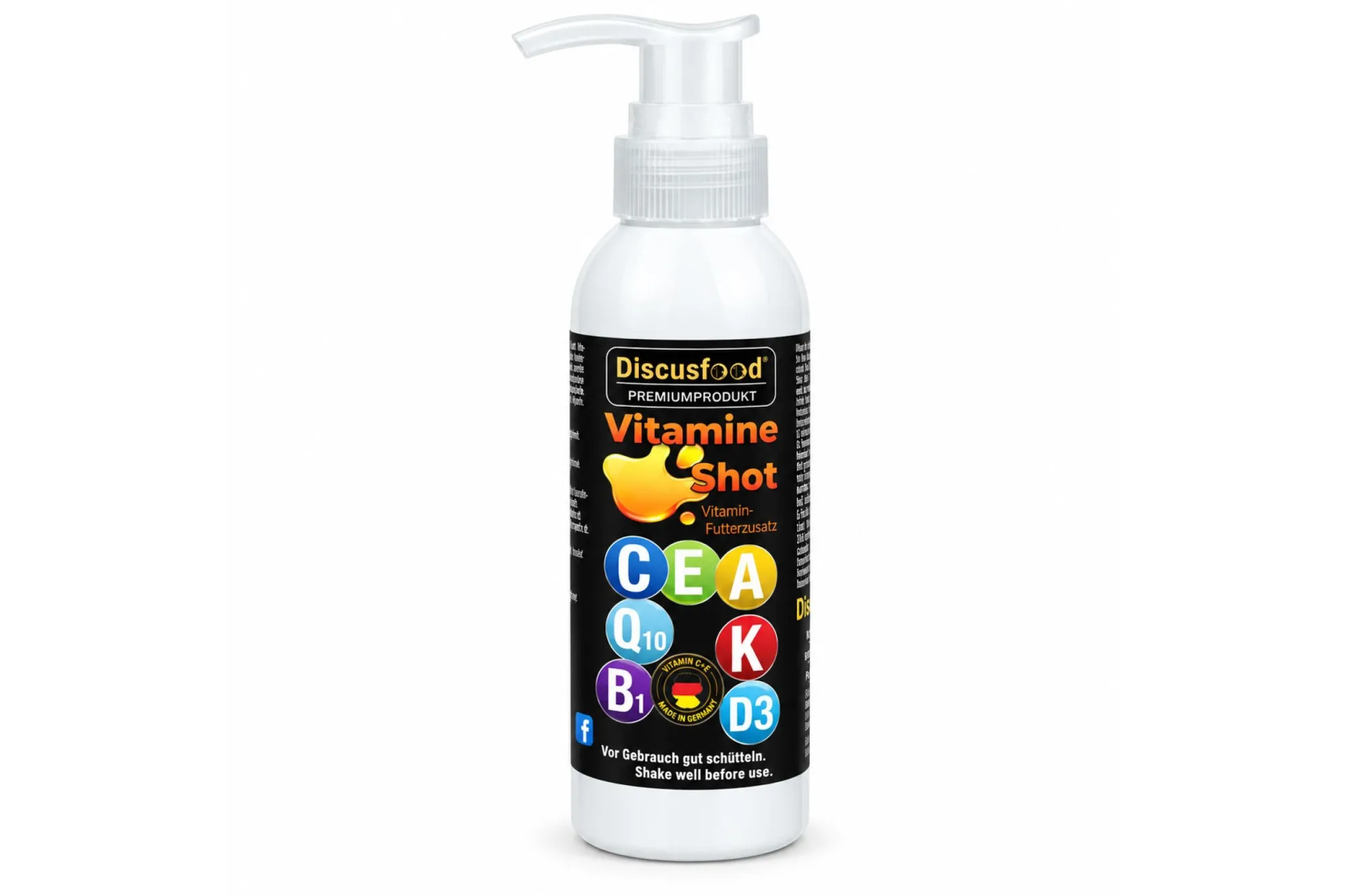 DISCUSFOOD Vitamin-Shot 150ml – KI-generiertes Produktbild