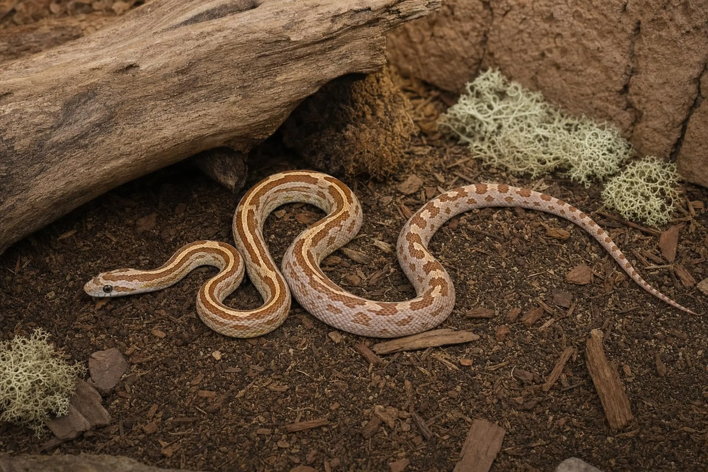 Kornnatter „Auratum Motley Striped“, Pantherophis guttatus