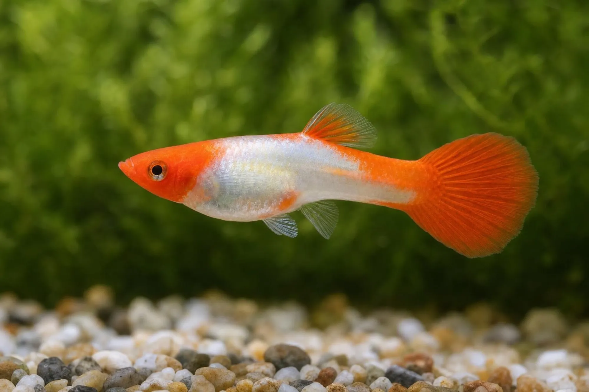 Koi-Kohaku-Guppy, Poecilia reticulata