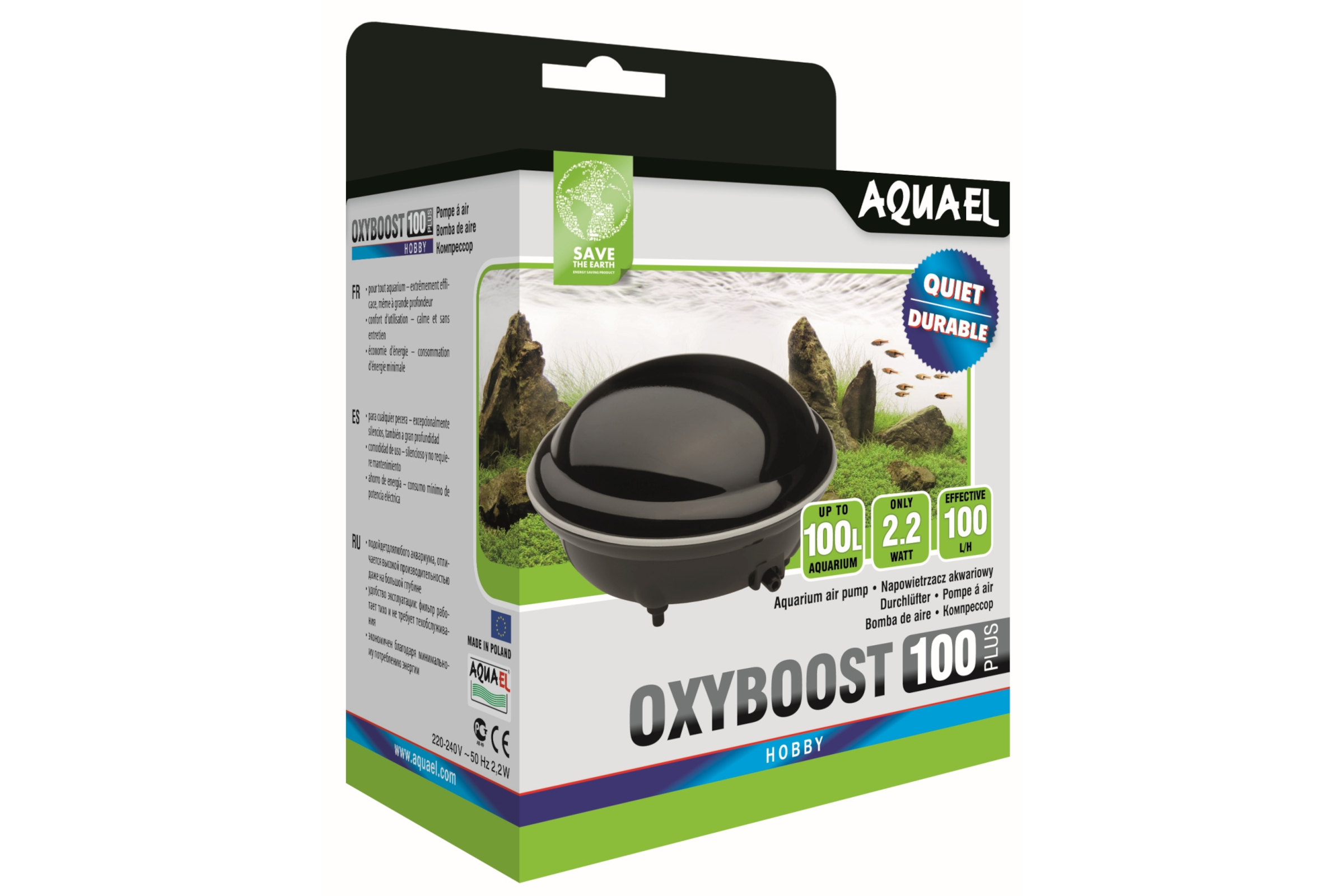 Aquael Oxyboost Luftpumpe AP-100 PLUS, Durchlüfter