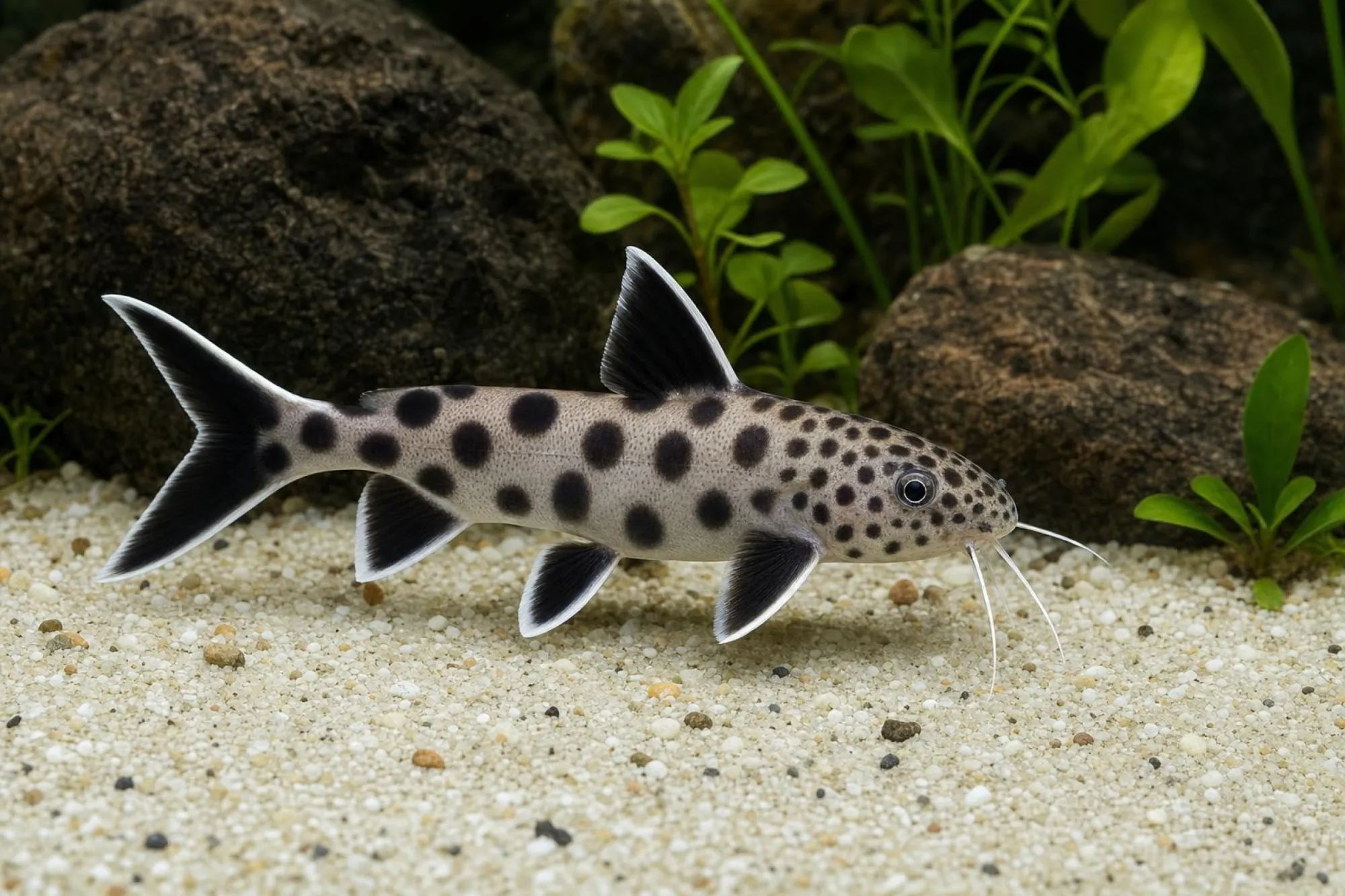 Zwerg-Fiederbartwels „Weißsaum“, Synodontis lucipinnis, ca. 4,0-5,0 cm