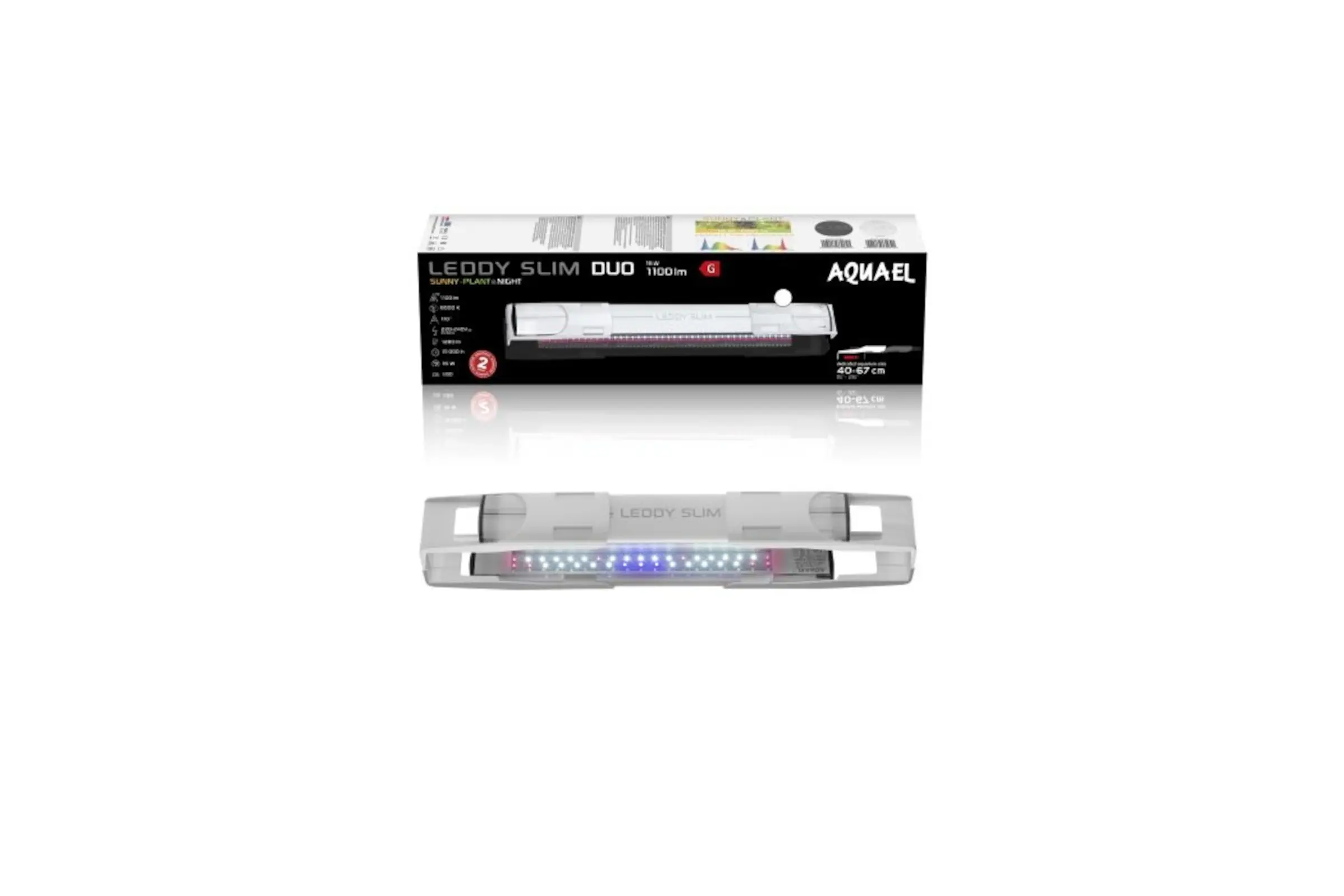 Aquael Leddy Slim Duo, Sunny Plant & Night 2.0, weiß, 40-60 cm, 16 W