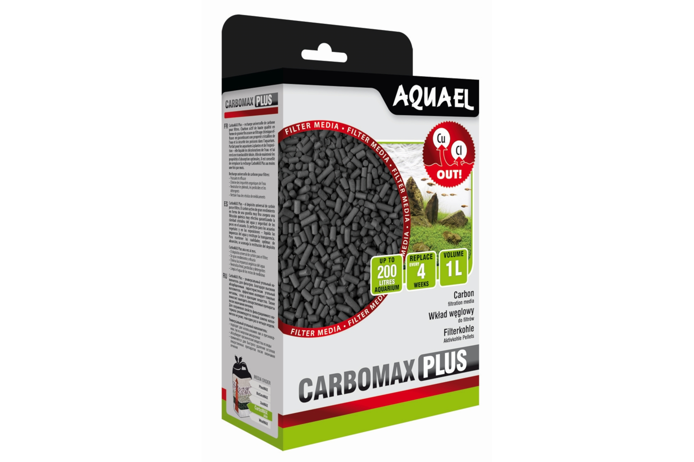 Aquael Filtermedium CarboMax Plus, Wasserklärung, 1000 ml