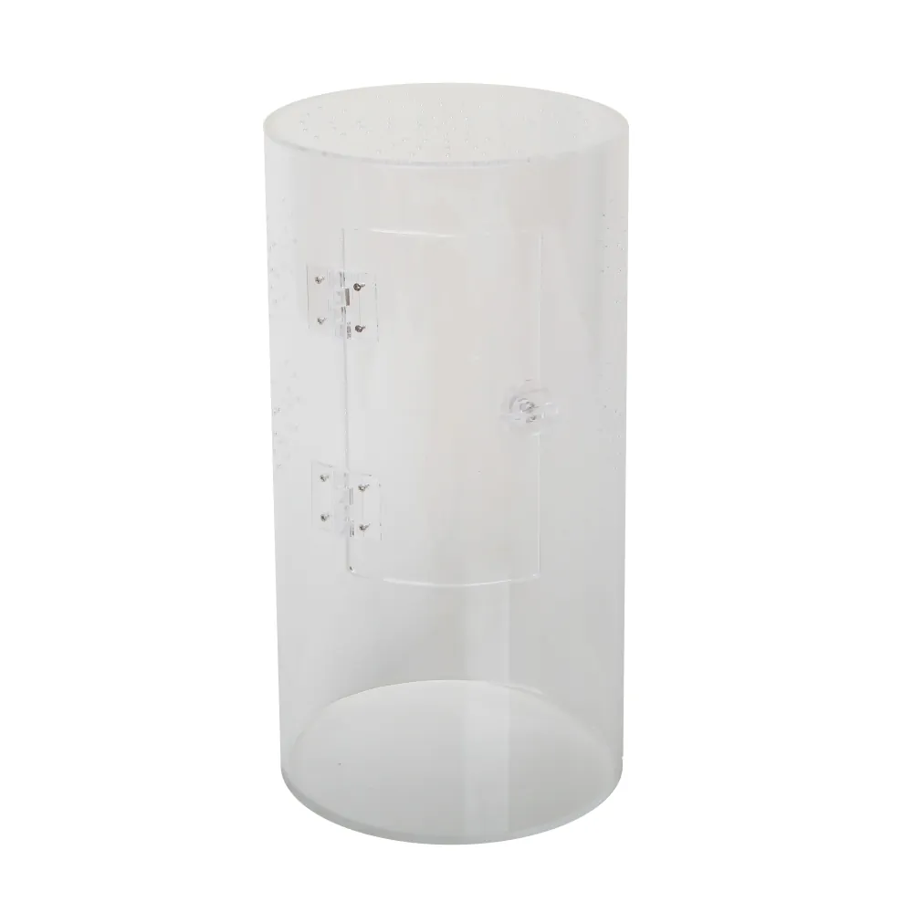 Hobby Terra Fix & Easy Insect Line rundes Acrylterrarium 15 × 15 × 30 cm, nahtlose Acrylwand für Rundumsicht, Frontöffnung mit Scharnier und beiliegender Drainagegrund für Springspinnen und kleine Insekten