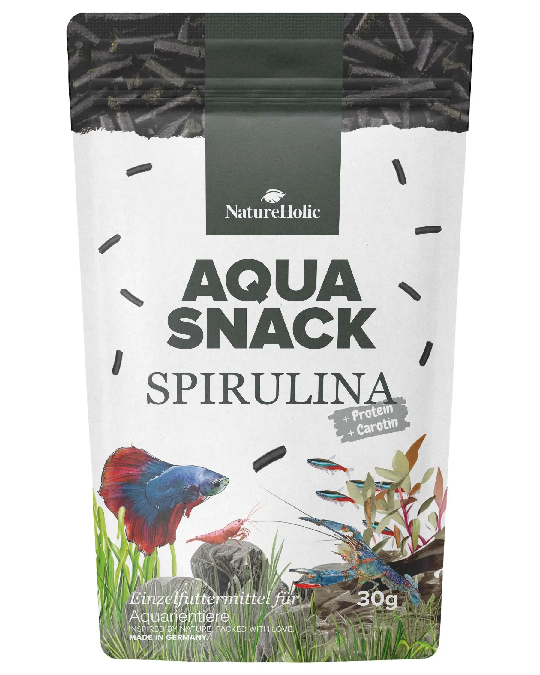 NatureHolic AquaSnack Spirulina, Futter Sticks, 30 g