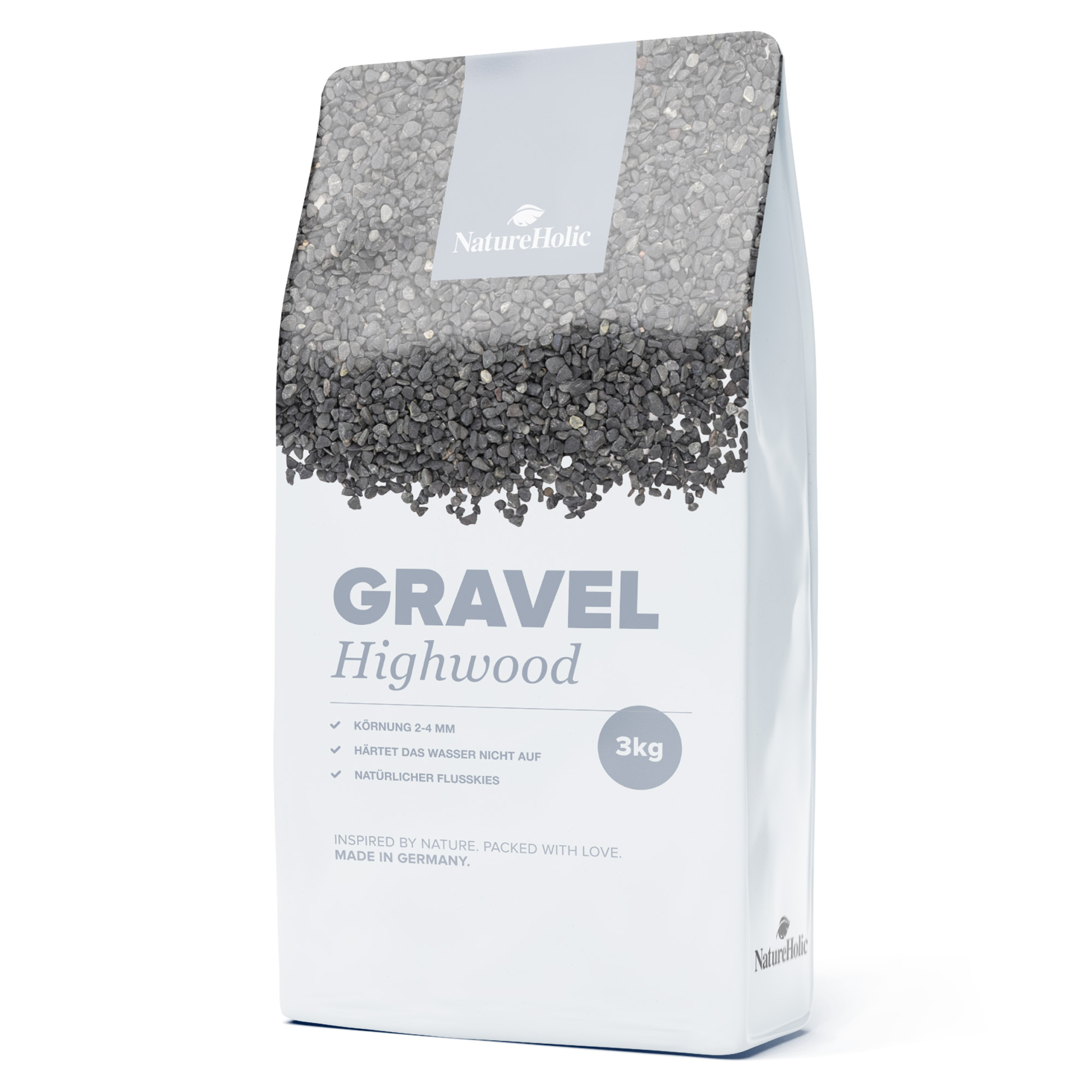 Beutel mit grauem Aquarienkies, 3 kg