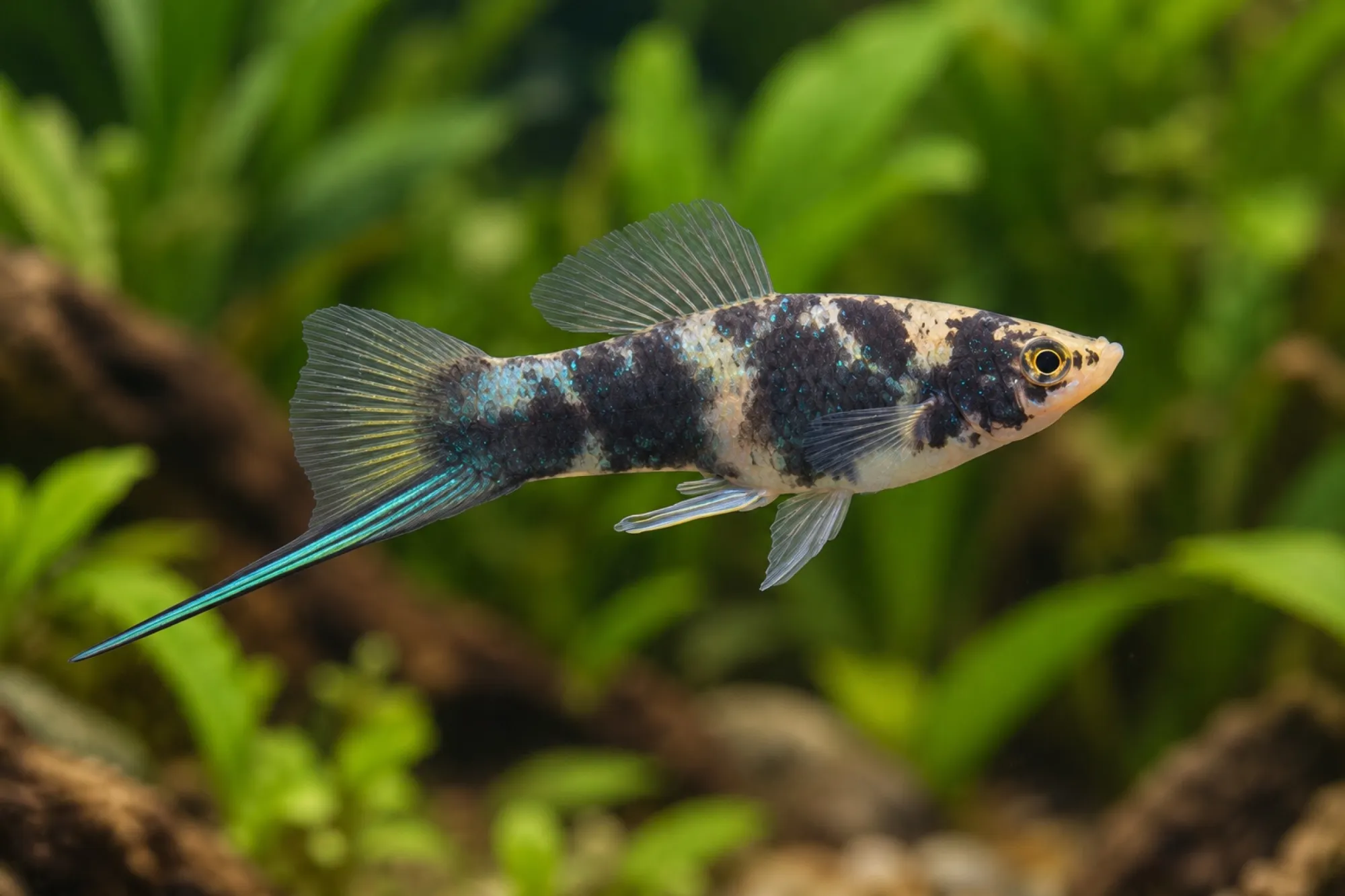 Schwertträger „Shiro Utsuri“, Xiphophorus hellerii