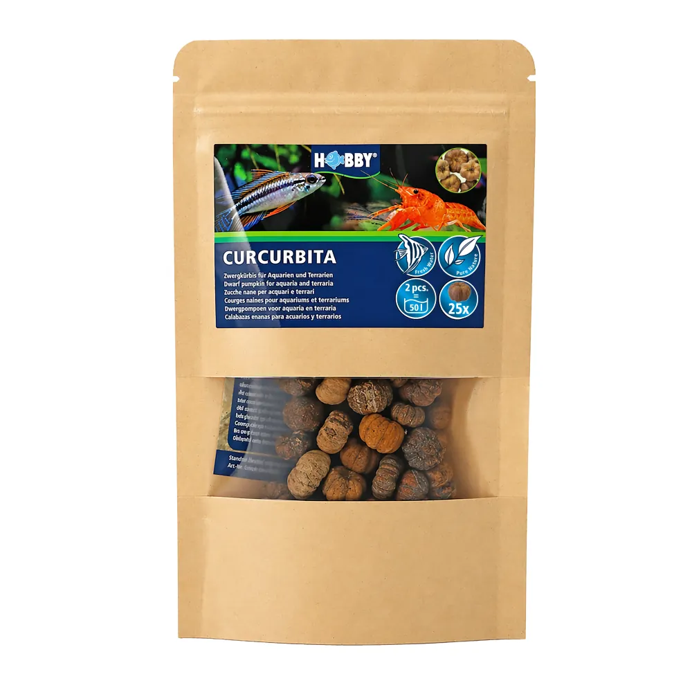 Hobby Curcurbita Zierkürbis 25 Stück im Beutel – getrocknete Fruchthüllen als Botanicals fürs Aquarium und Terrarium, geben langsam Huminstoffe und Gerbsäuren ab