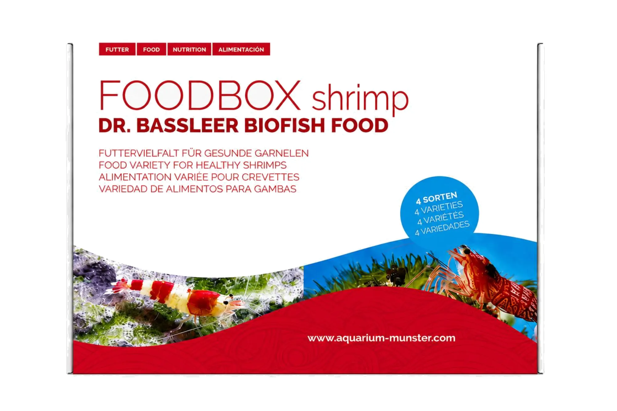 Aquarium Münster Dr. Bassleer FOODBOX Shrimp – 4 × 60 g – KI-generierte Abbildung aus Produktreferenz