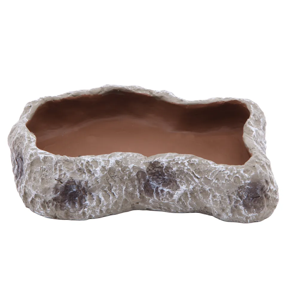 Keramiknapf Hobby Cera Dish Granite 3, flache Schale in Granitoptik (18 x 12,5 x 4 cm), schweres, robustes Futter‑ und Trinkgefäß für Reptilien, Amphibien und Wirbellose