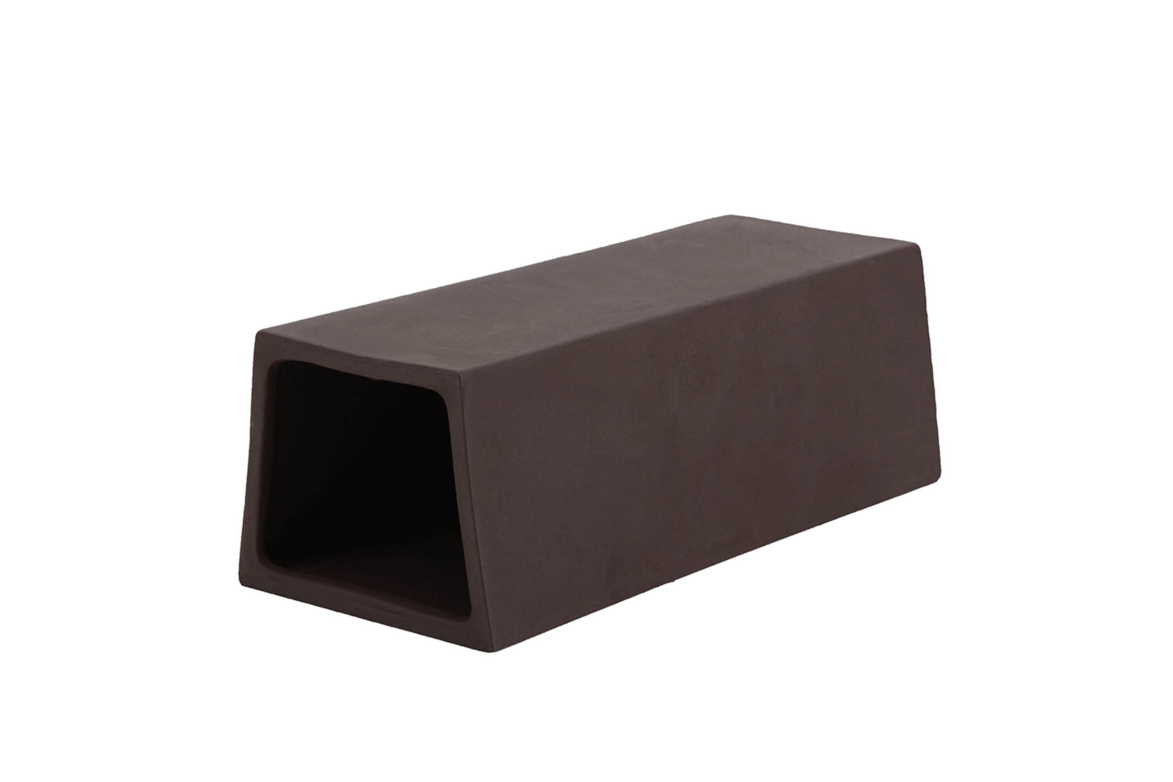 Braunes offenes Rechteck-Hohlobjekt auf weißem Grund
