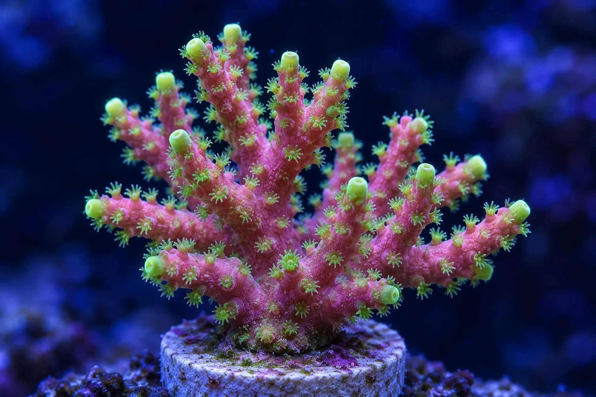 Dornenkronenkoralle „Pink/Grün“ (Nachzucht), Seriatopora guttata, Größe S–M