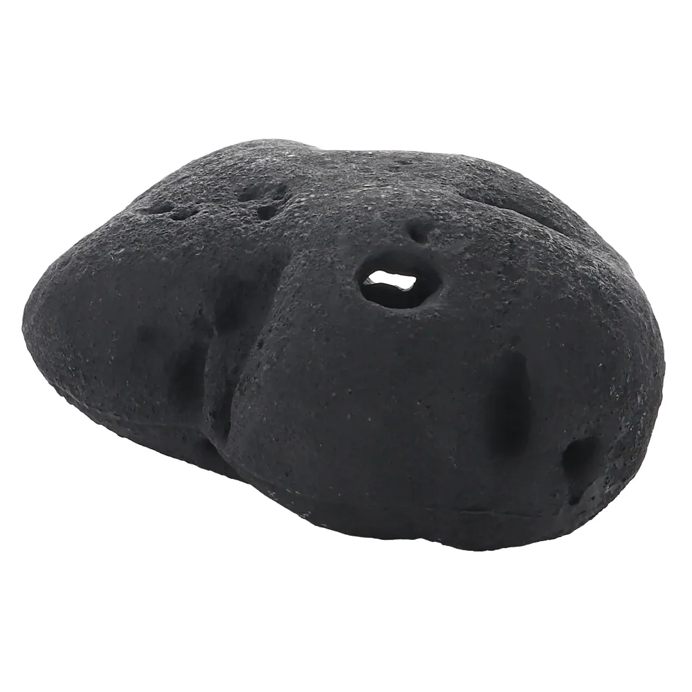 Dunkler, weich gerundeter Hobby River Rock 2 (Flussstein) 15×13×7 cm mit natürlichen Vertiefungen und Löchern, ideal als wasserneutrale Dekoration für Aquarium, Paludarium und Terrarium