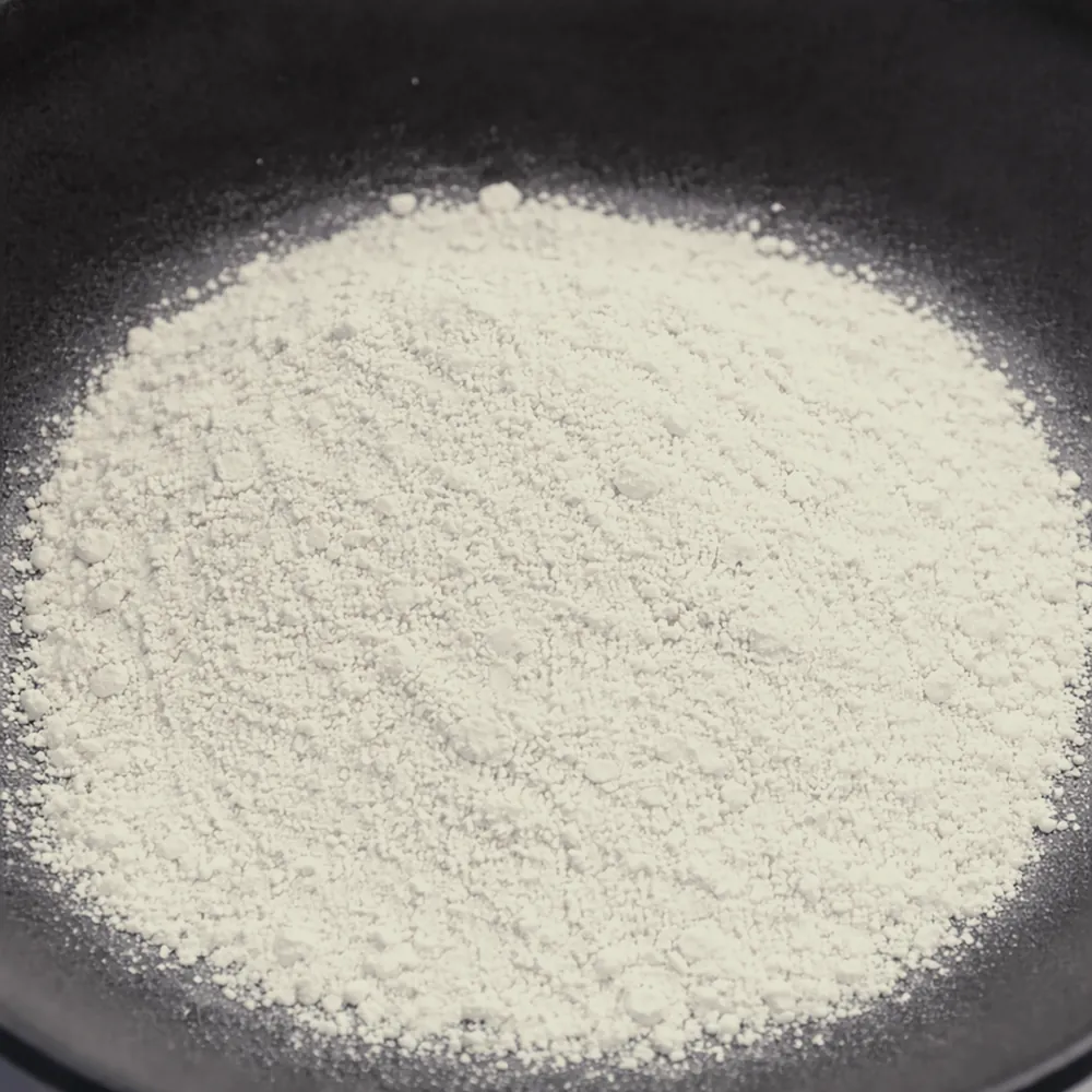 Weißes Hobby Terrano Clay Powder Lehmpulver (1,3 kg) auf schwarzem Untergrund, fein mineralisches Bindemittel für formstabile, aber grabfähige Terrarien-Bodengründe