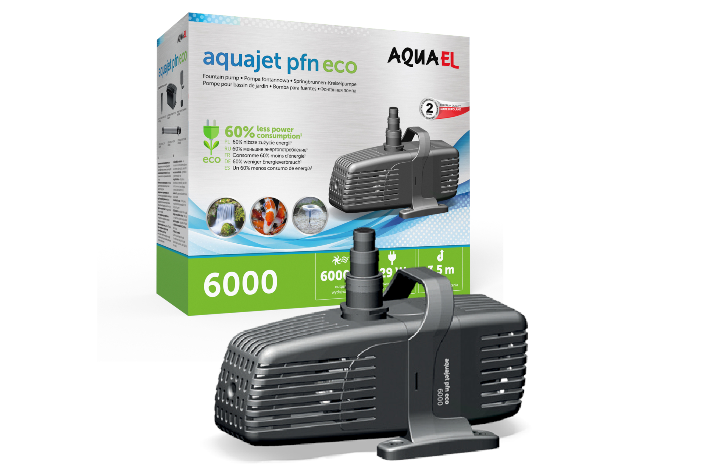 Aquael Teichpumpe AquaJet PFN ECO 6000, Springbrunnen-Kreiselpumpe 