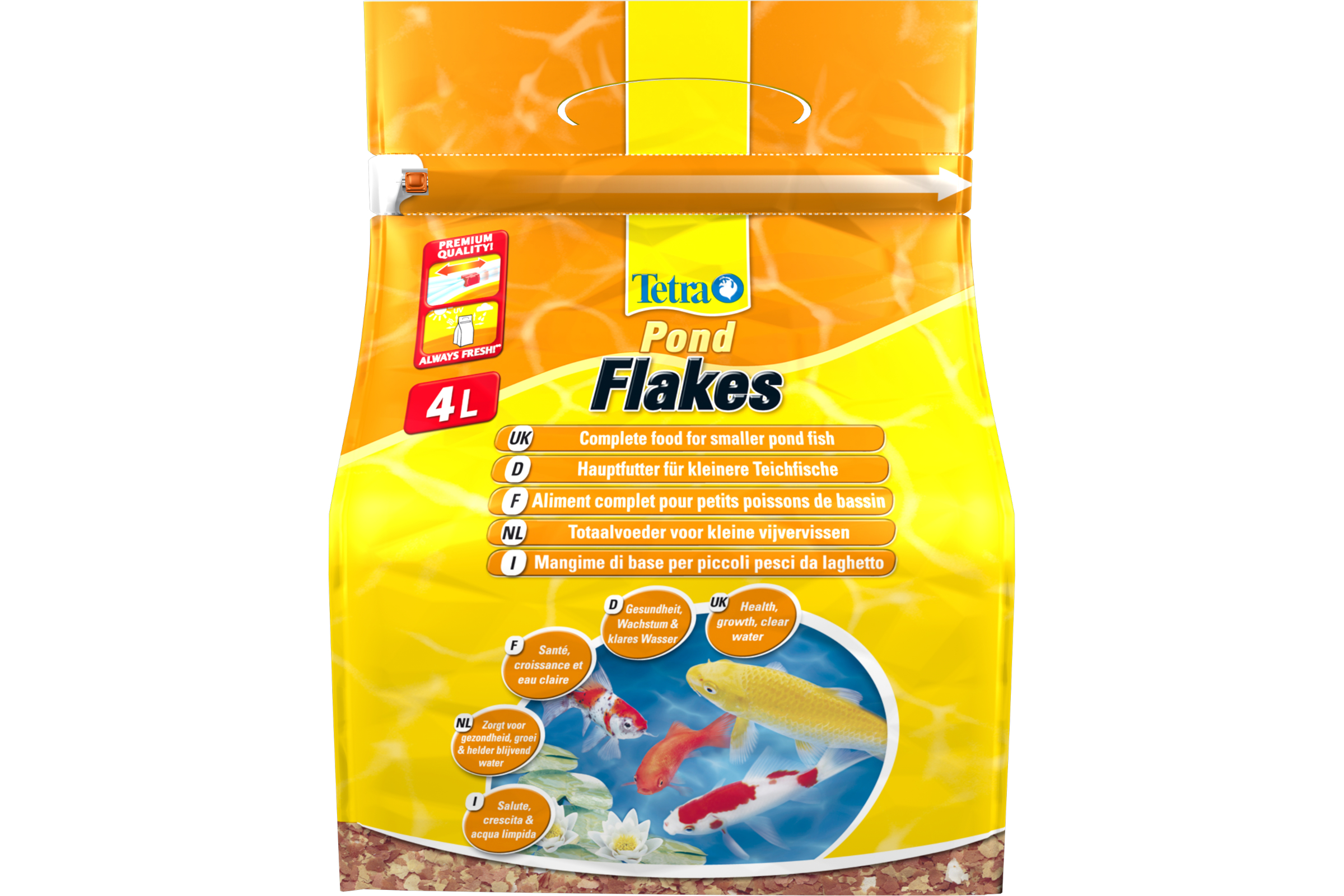 Tetra Pond Flakes, Hauptfutter-Flocken, 4 Liter