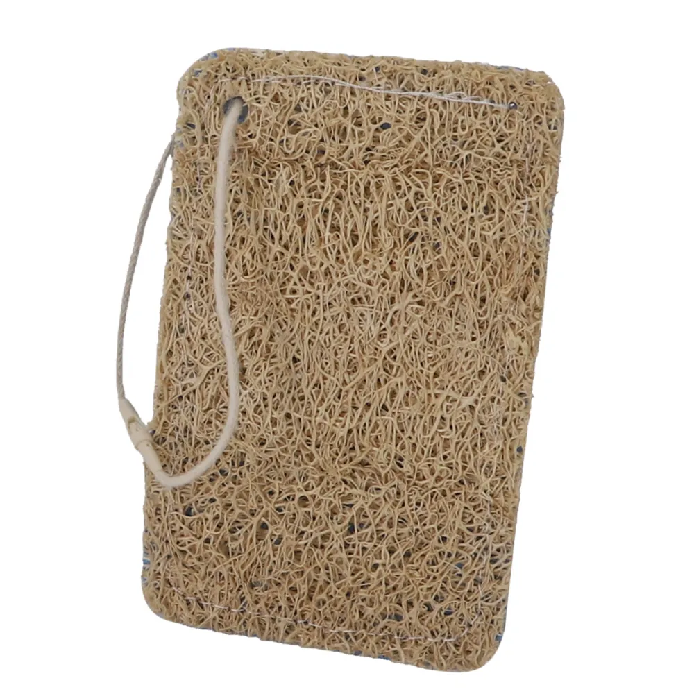 Hobby Luffa-Sponge Reinigungsschwamm aus natürlichen Luffa- und Holzfasern, rechteckig mit Aufhängeschlaufe; eine weiche Luffa-Seite für empfindliche Glasflächen, eine stärkere Holzfaser-Seite gegen Algen (Süß- und Meerwasser)