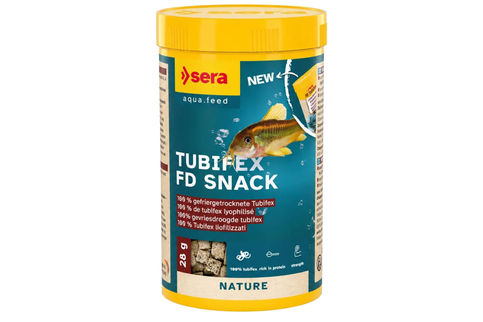 sera Tubifex FD Snack 250 ml (28 g) – KI-generierte Abbildung aus Produktreferenz