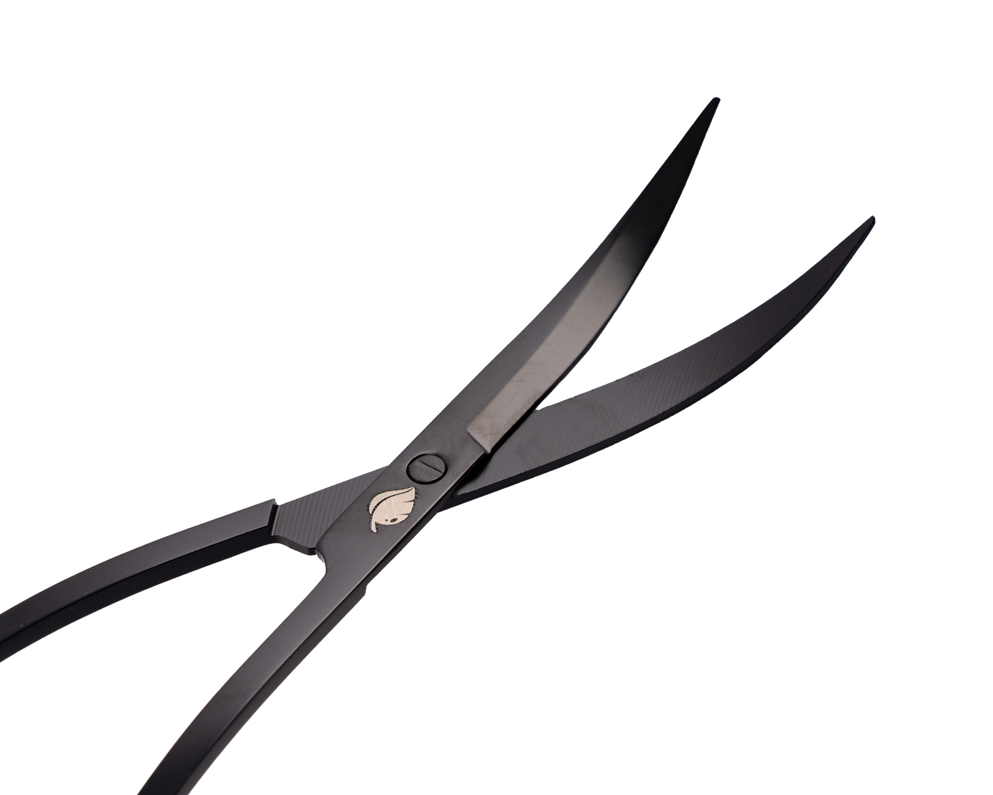 Schwarze gebogene Gartenschere Nahaufnahme