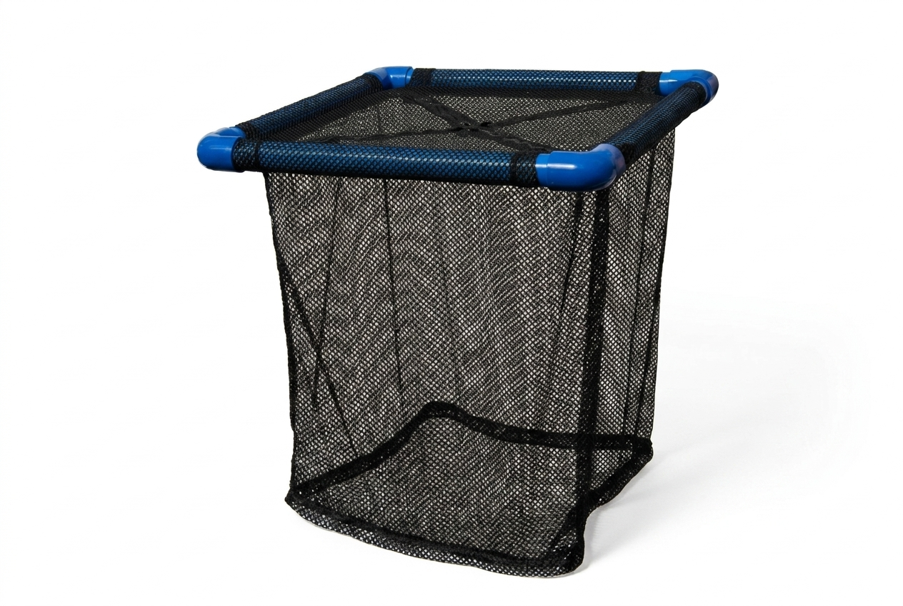 Osaga schwimmendes Inspektionsnetz 50x50x50 cm mit blauem Rahmen und schwarzem Netz, praktische Inspektionswanne für Koi zur sicheren Kontrolle, Beobachtung und kurzfristigen Unterbringung direkt am Teich