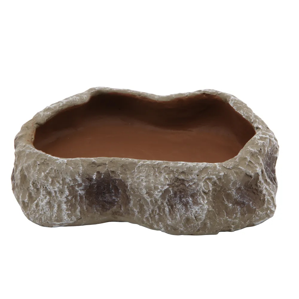 Hobby Cera Dish Granite 2: flacher Keramiknapf in Granitoptik (13,5 x 10 x 3,5 cm) als robuste Trink- und Futterschale für Reptilien, Amphibien und Wirbellose
