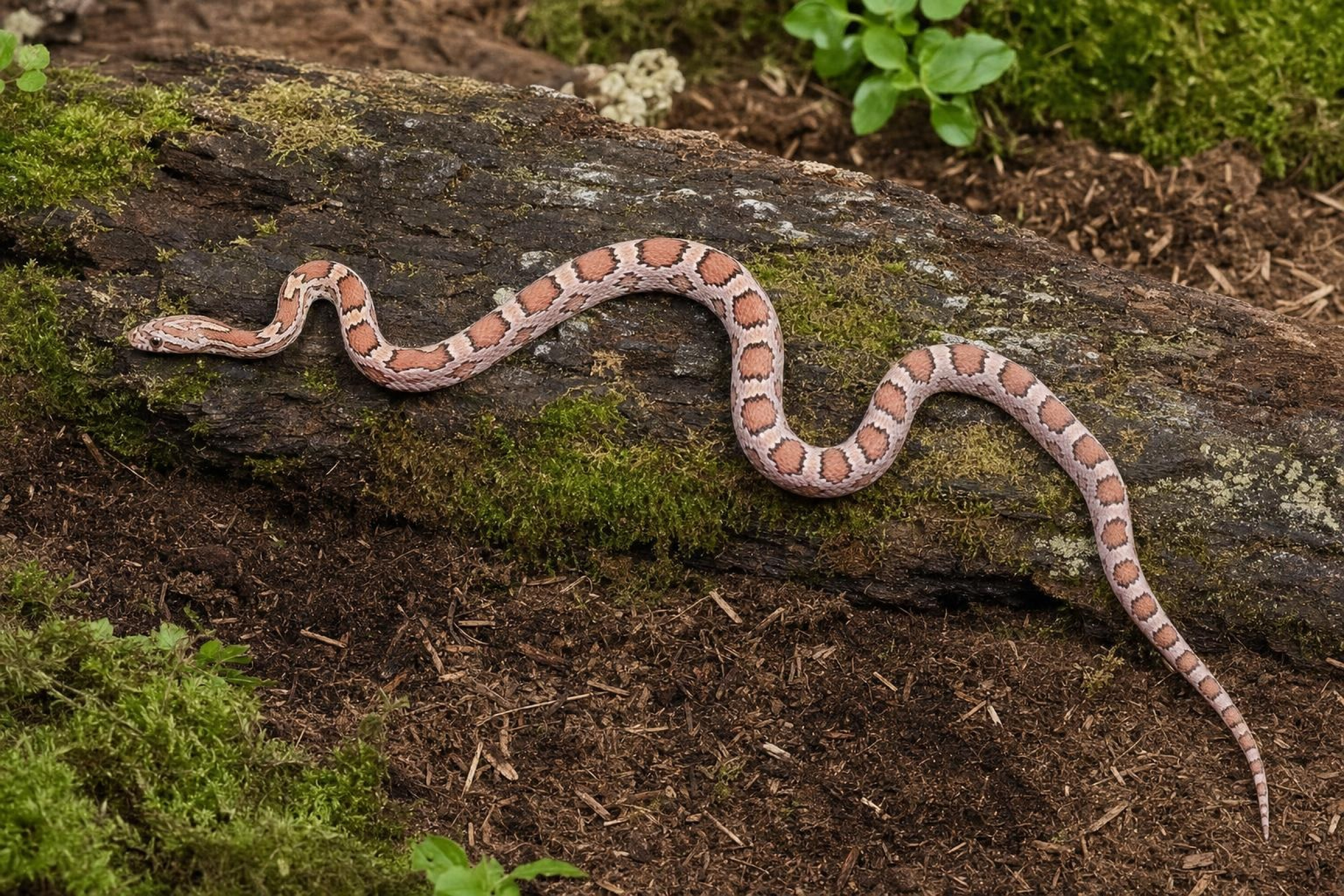 Kornnatter „Coral Ghost Sunkissed Motley“, Pantherophis guttatus